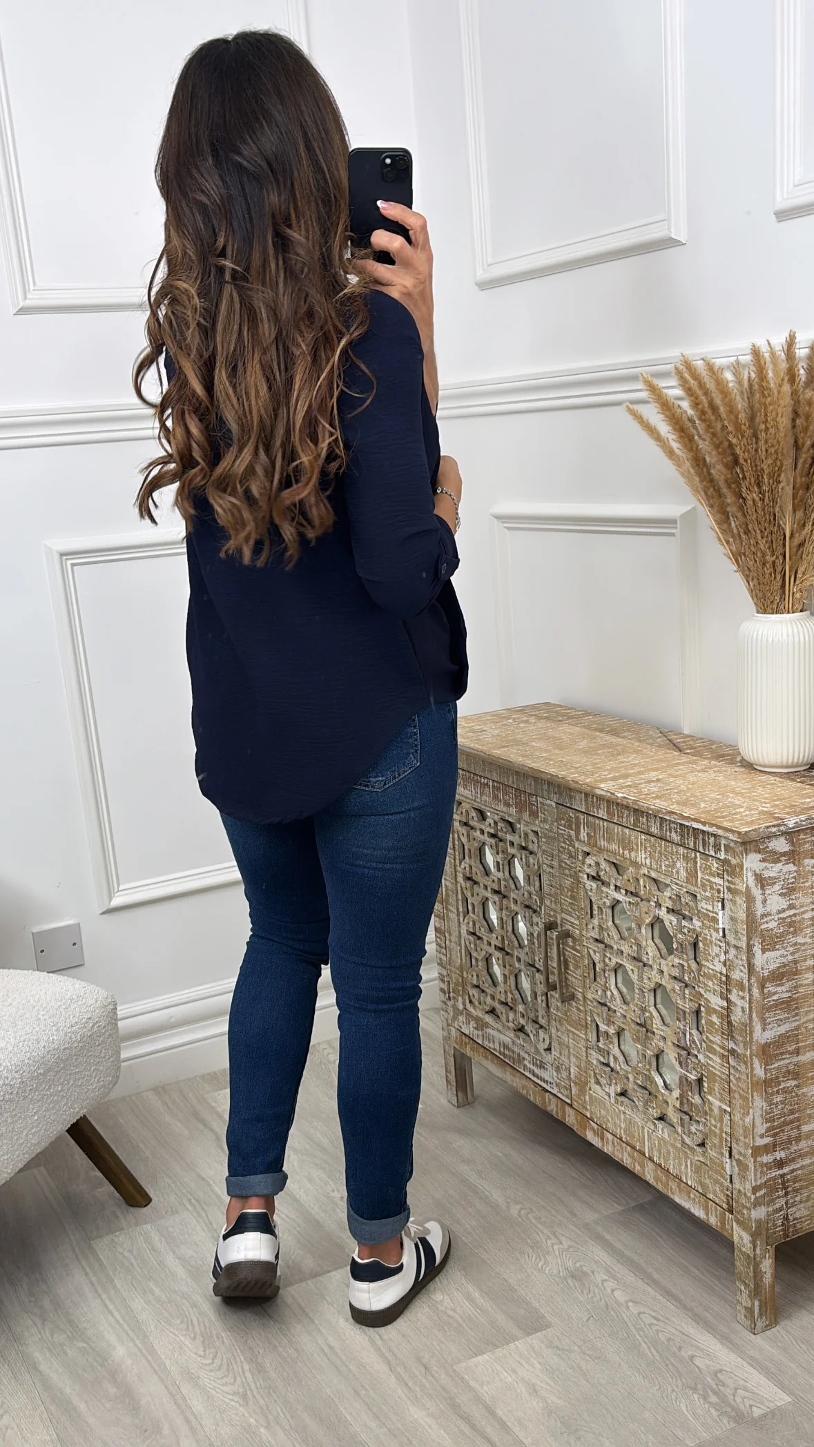 Darcy Navy Wrap Blouse - Image 4