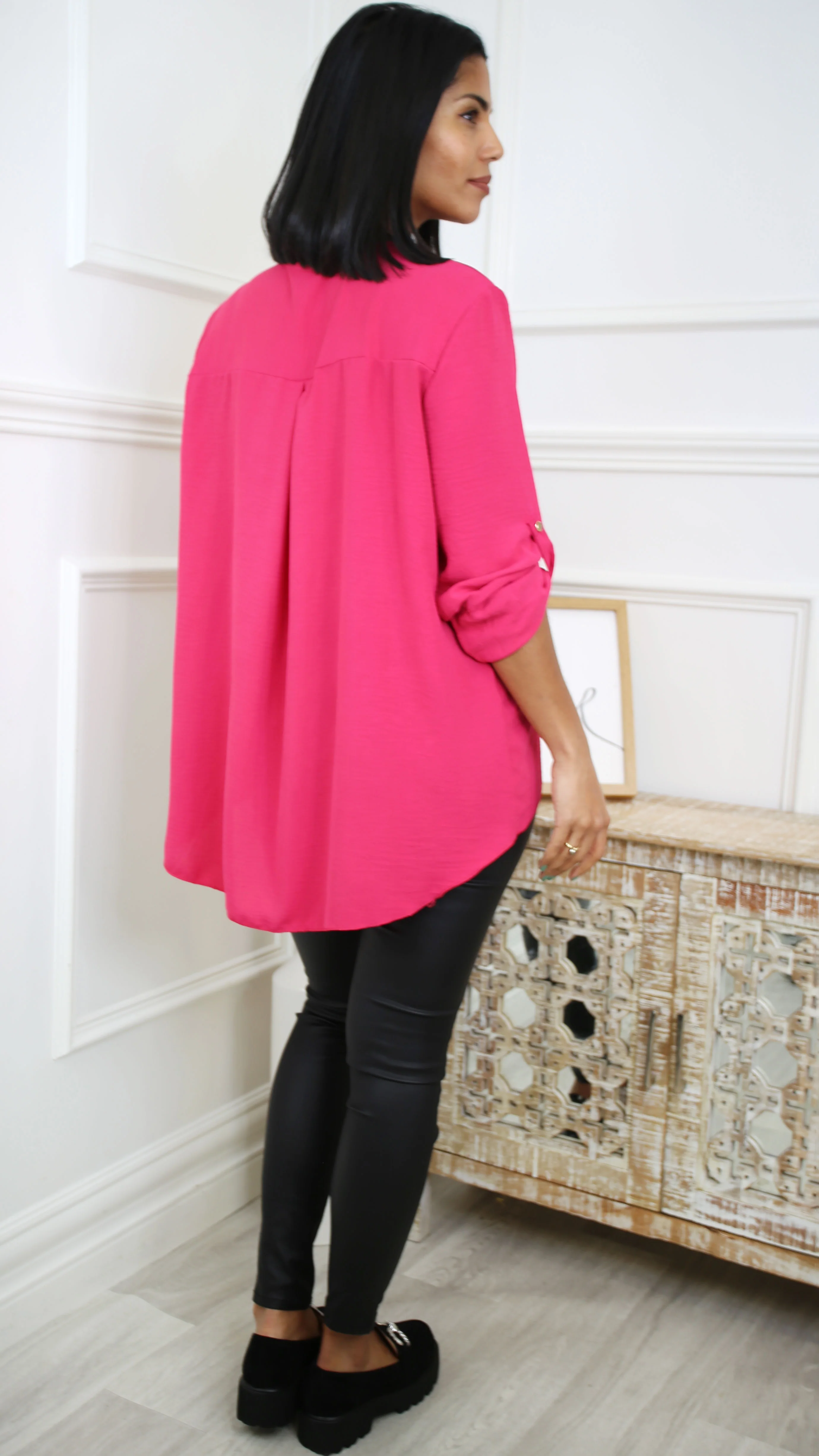 Jocasta Fuchsia Zip Detail Top - Image 4