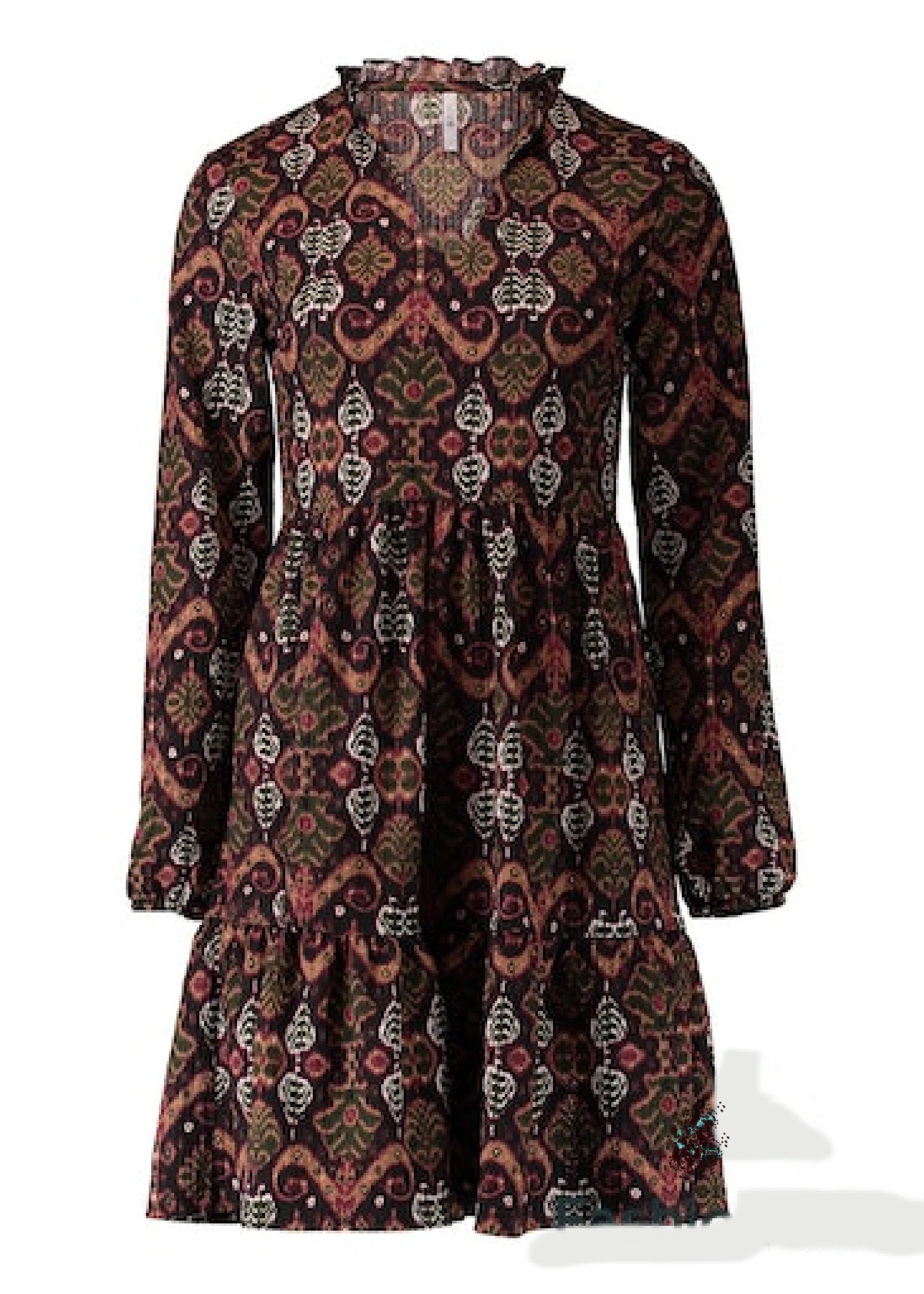 Alba Black Ethnic Motifs Smock Dress - Image 4