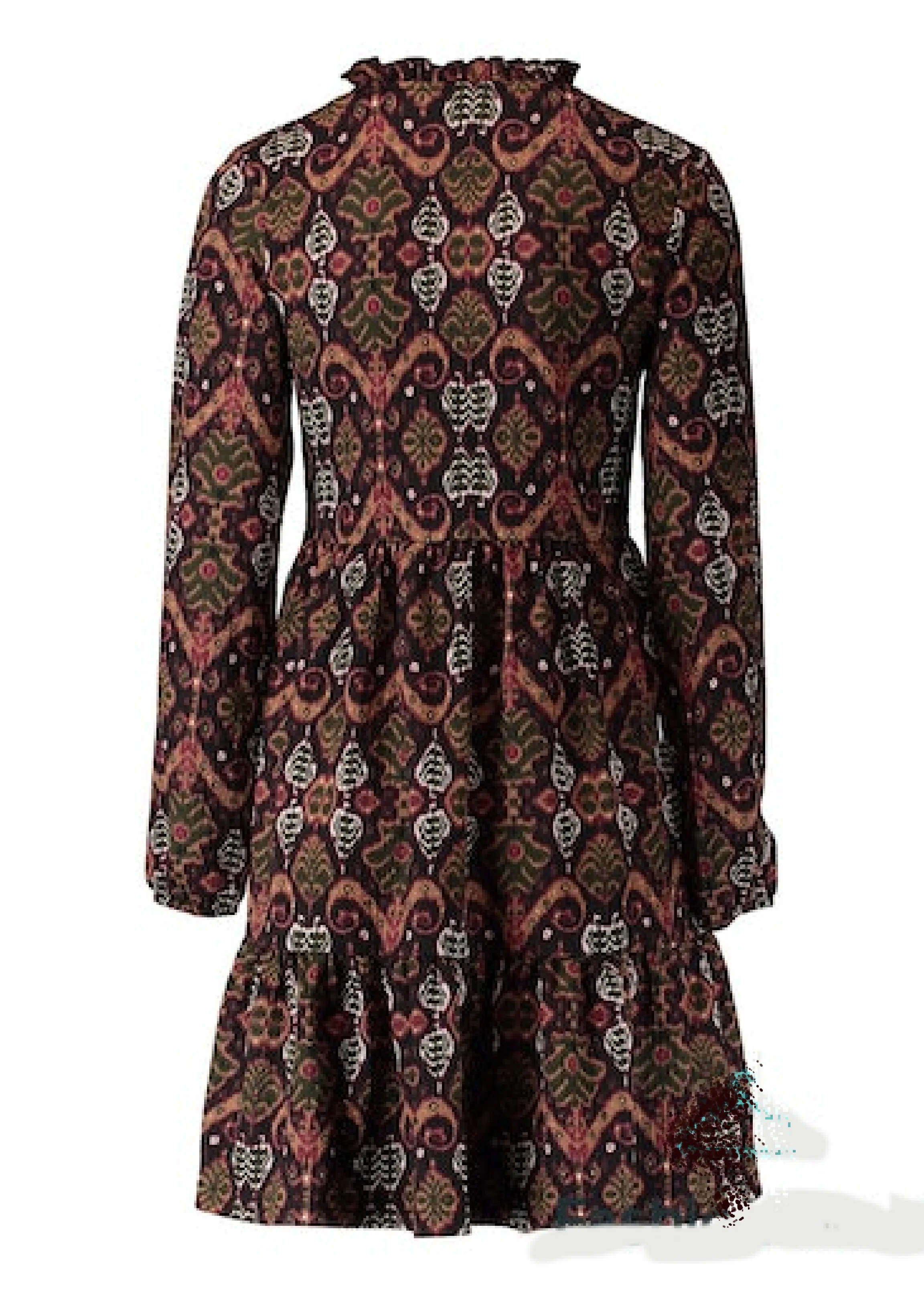 Alba Black Ethnic Motifs Smock Dress - Image 6
