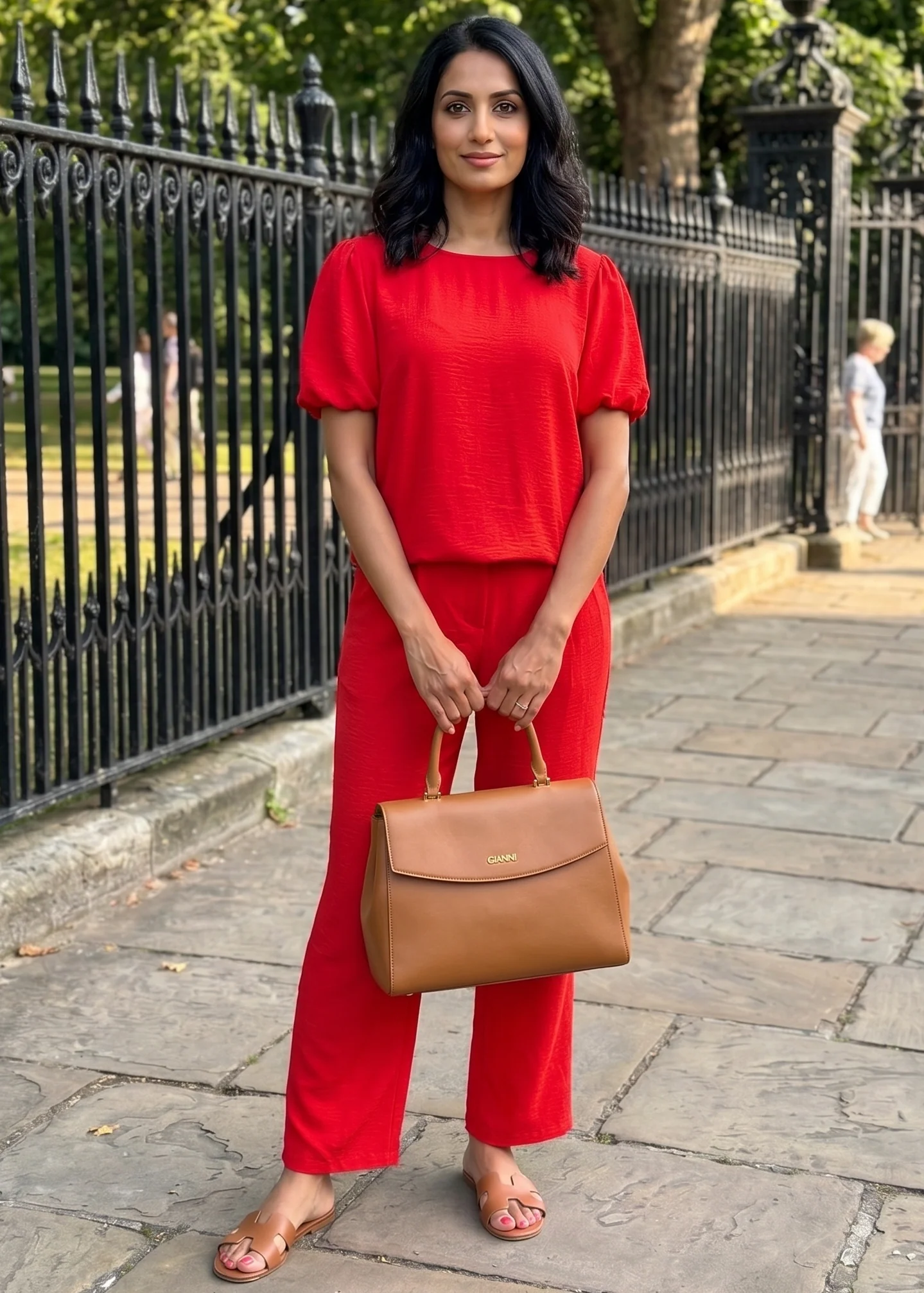 Alish Red Short Puff Sleeve Set - Image 4