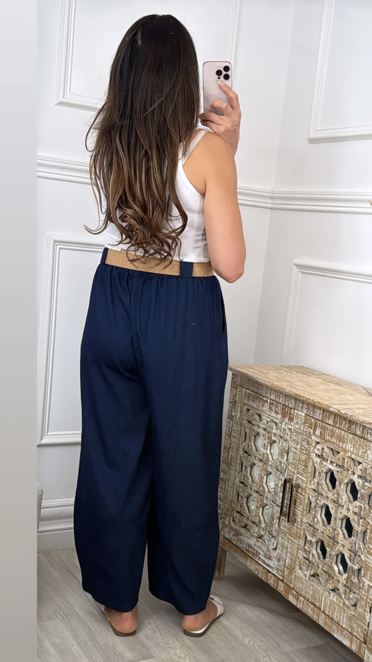 Allegra Dark Blue Baggy Trousers - Image 4