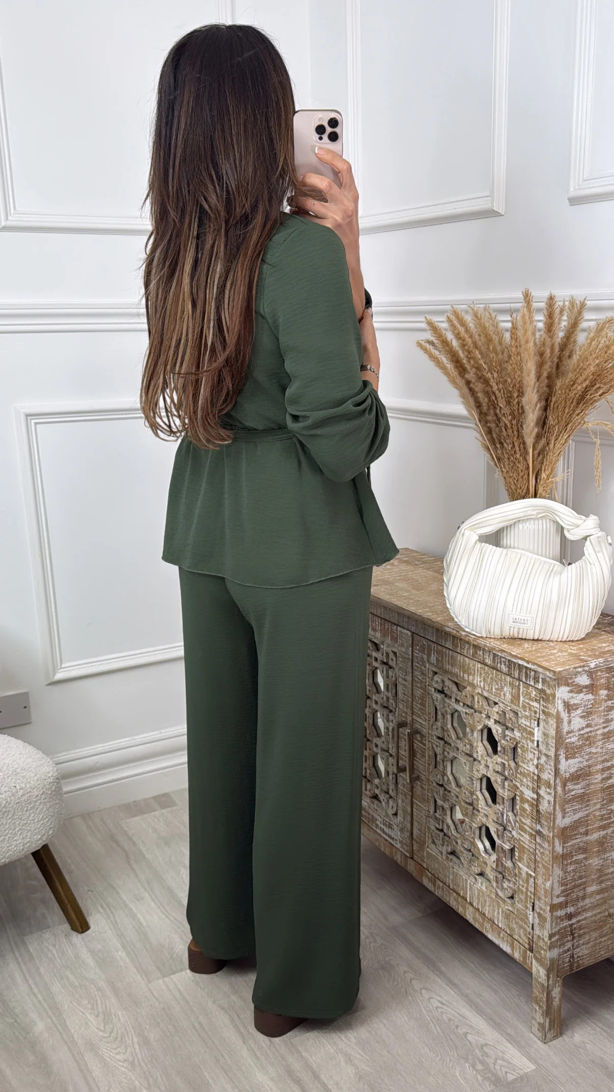 Andrea Khaki Wrap Top Set - Image 4