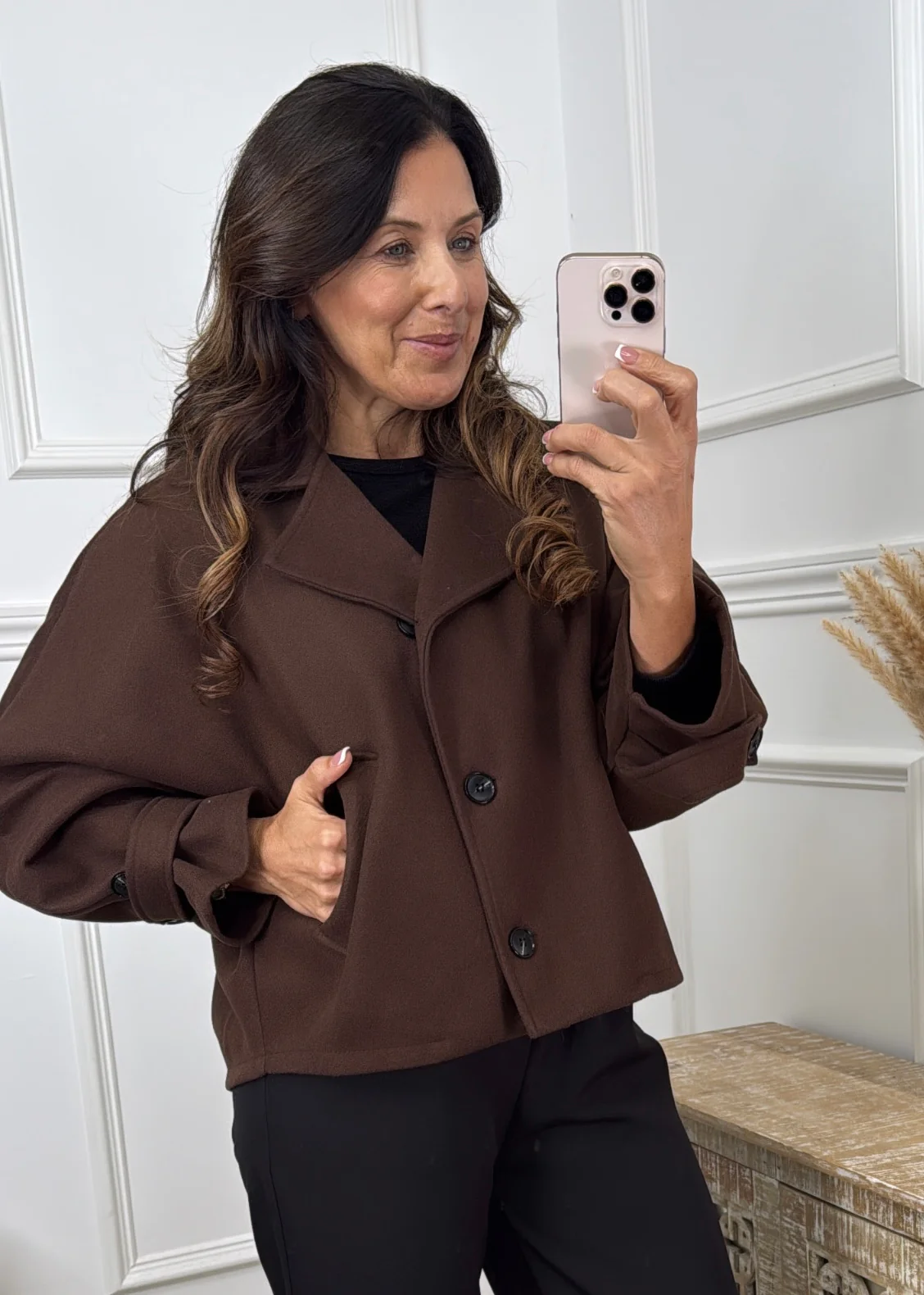 Anna Brown Batwing Sleeve Jacket