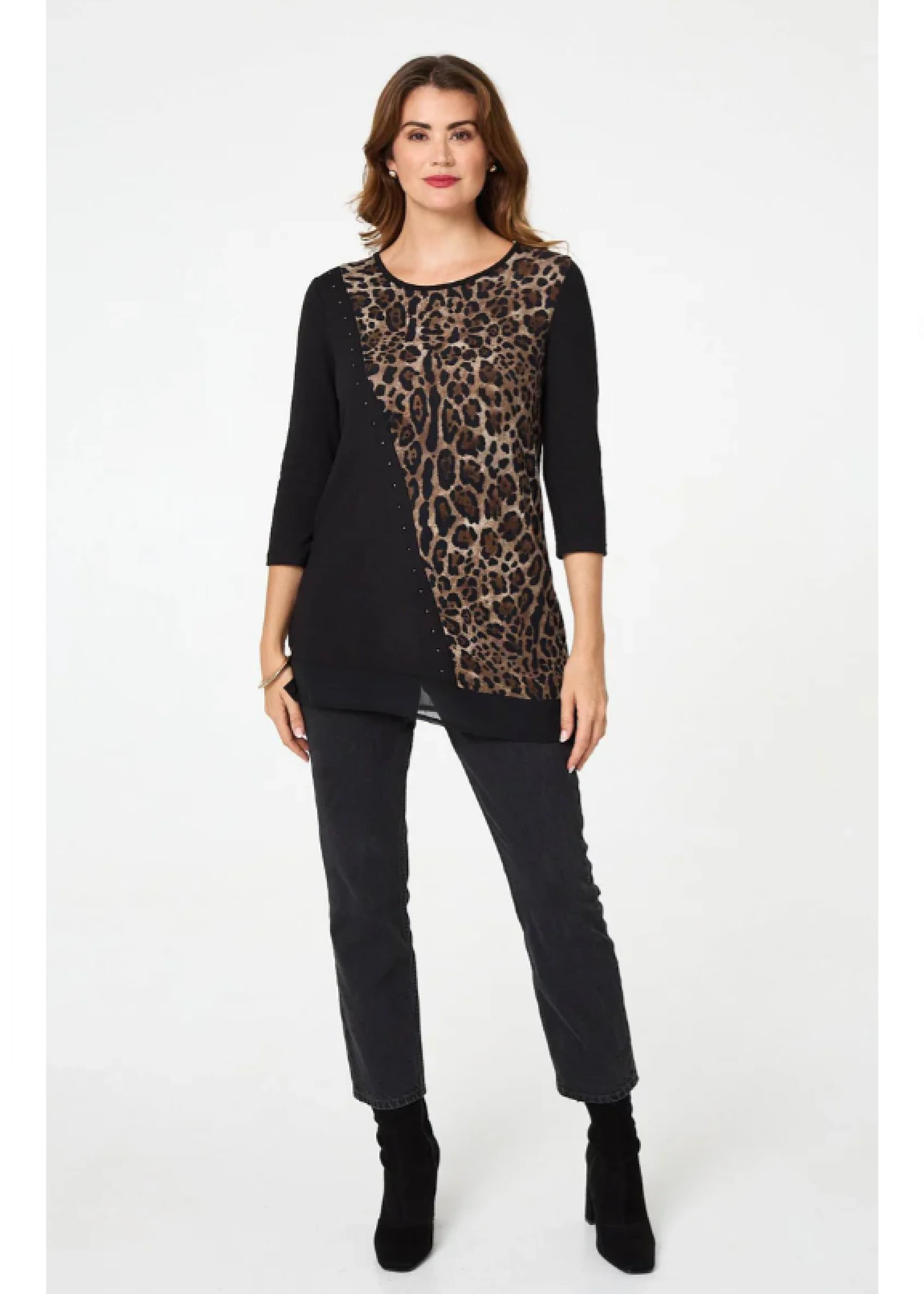 Ariella Black Leopard Panel Top - Image 4