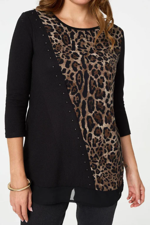 Ariella Black Leopard Panel Top - Image 5