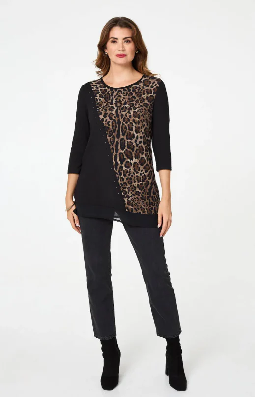Ariella Black Leopard Panel Top - Image 7