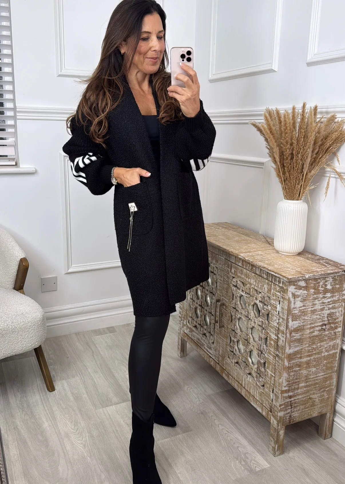 Ashley Black Knit Sleeve Coatigan - Image 5