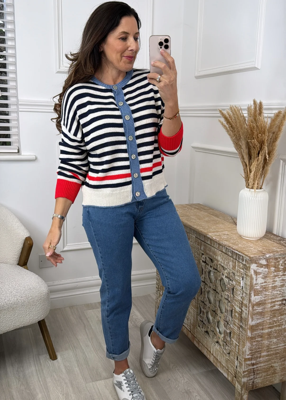Aurelia Navy Striped Cardigan - Image 3