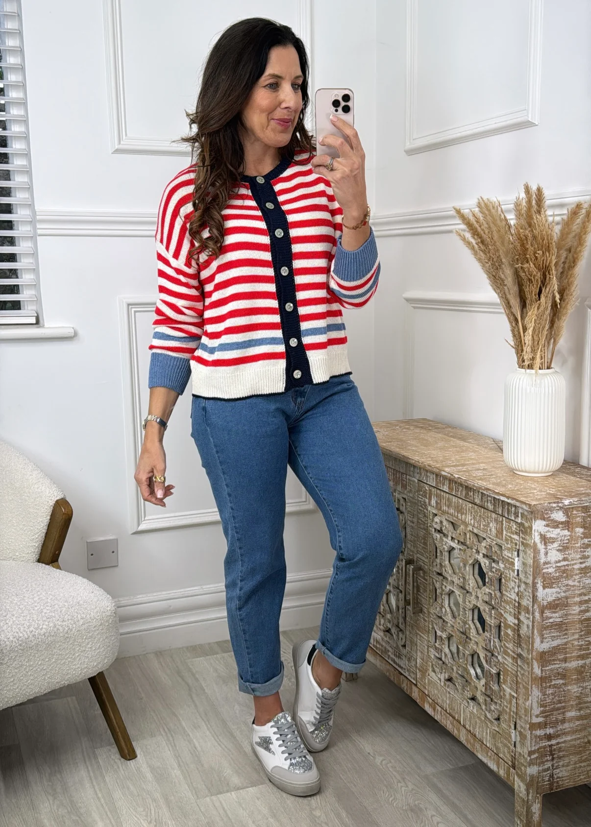 Aurelia Red Striped Cardigan - Image 2
