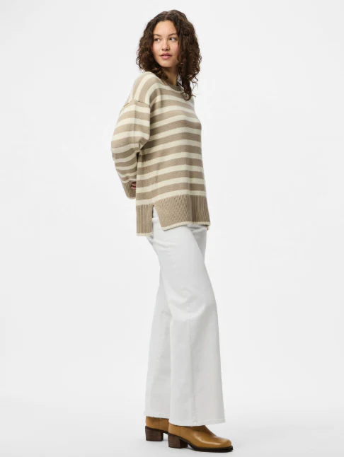 Ava Crockery Beige Striped Pullover - Image 7