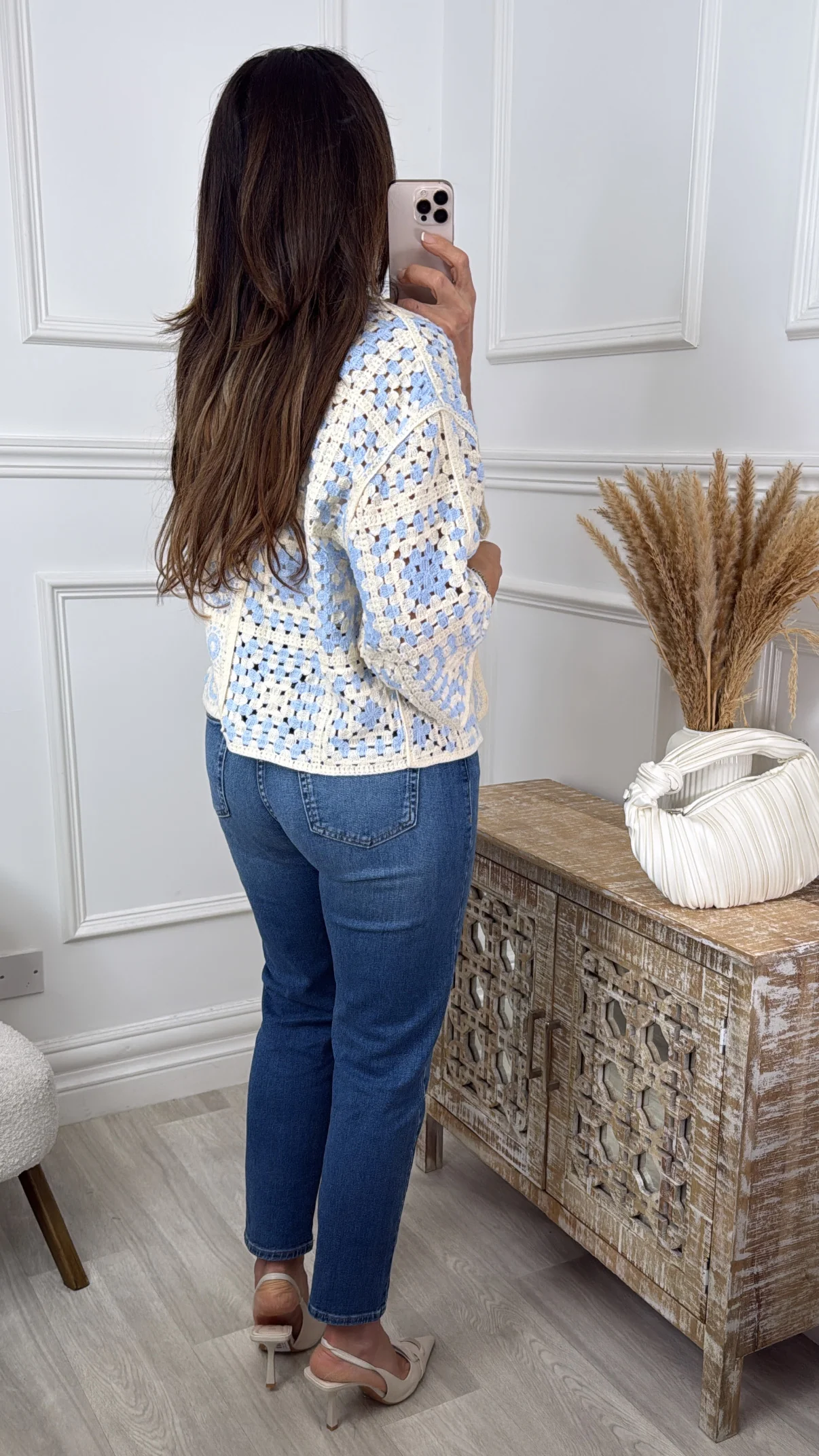 Avril Blue Crochet Knit Cardigan - Image 4