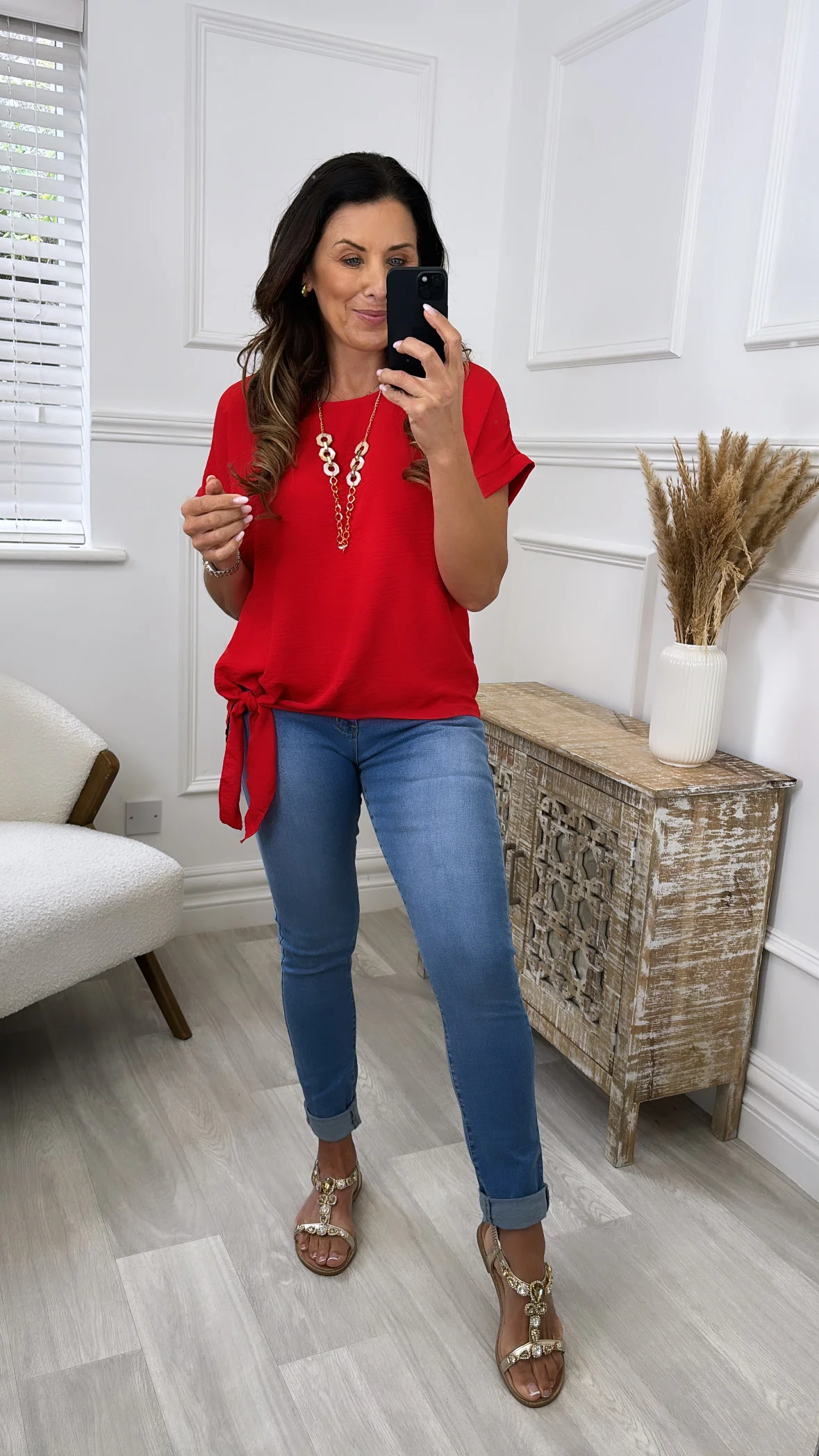 Bernadette Summer Red Side Knot Top - Image 5
