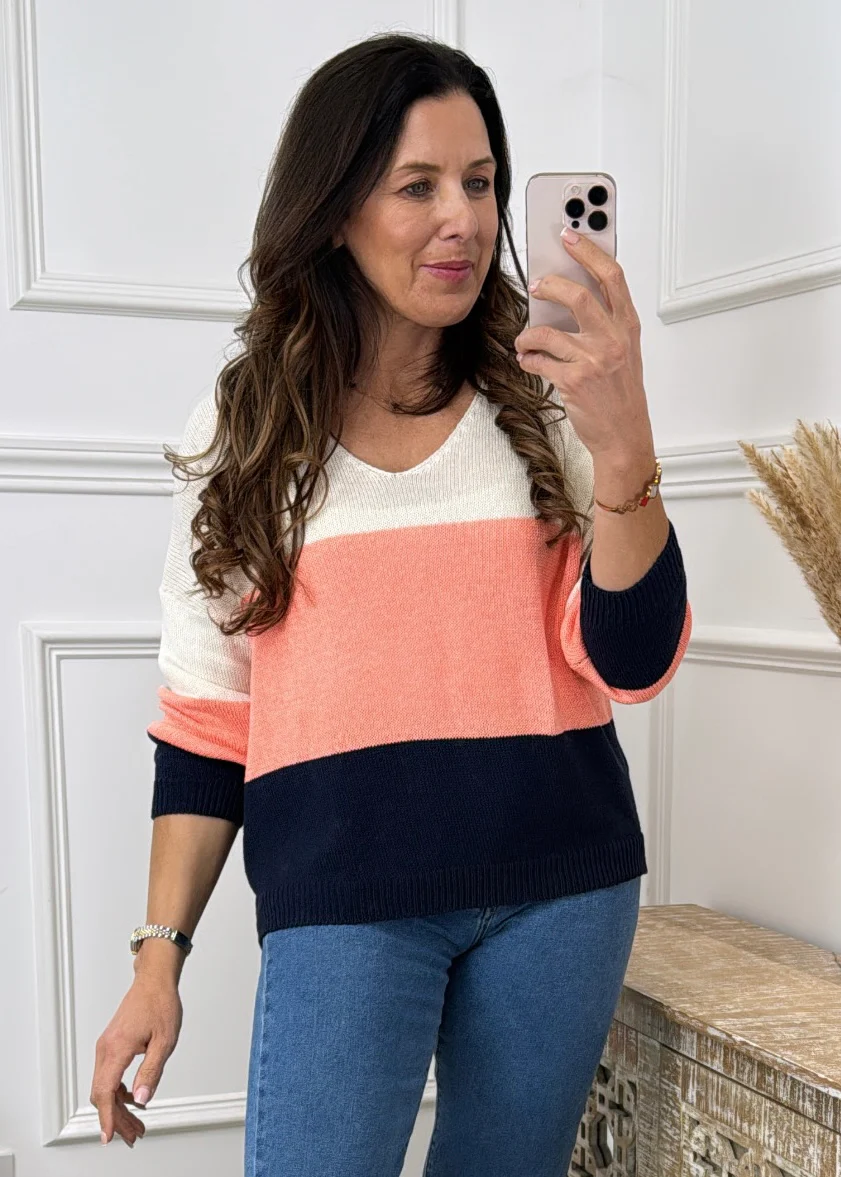 Bethel Beige Wide Stripe Jumper
