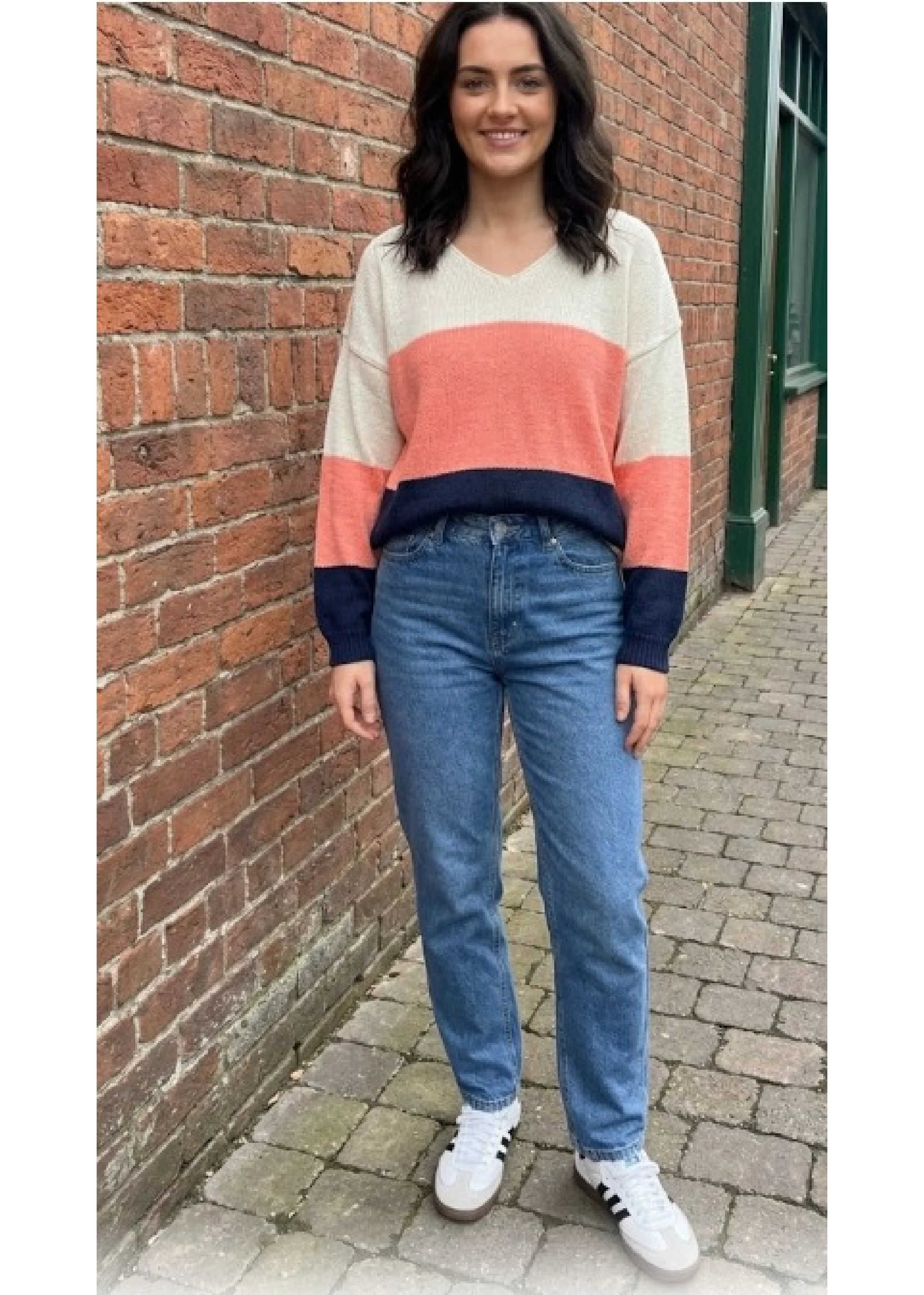 Bethel Beige Wide Stripe Jumper - Image 6