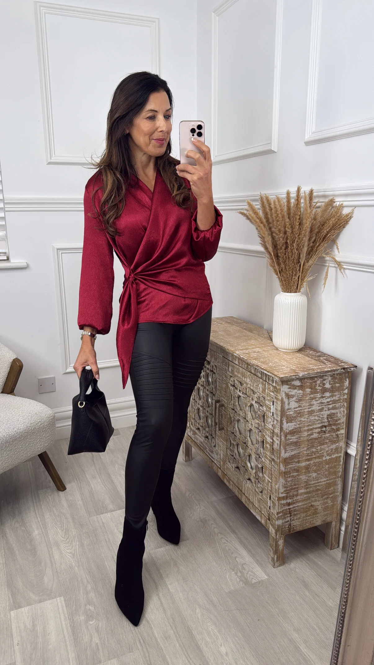 Bianca Wine Side Tie Blouse - Image 2