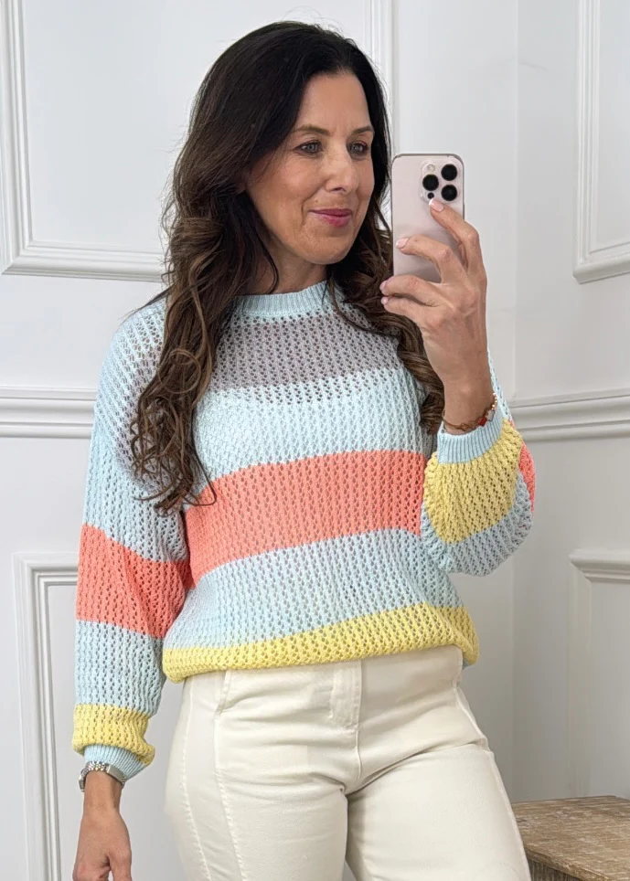 Blakely Aqua Wide Stripes Jumper