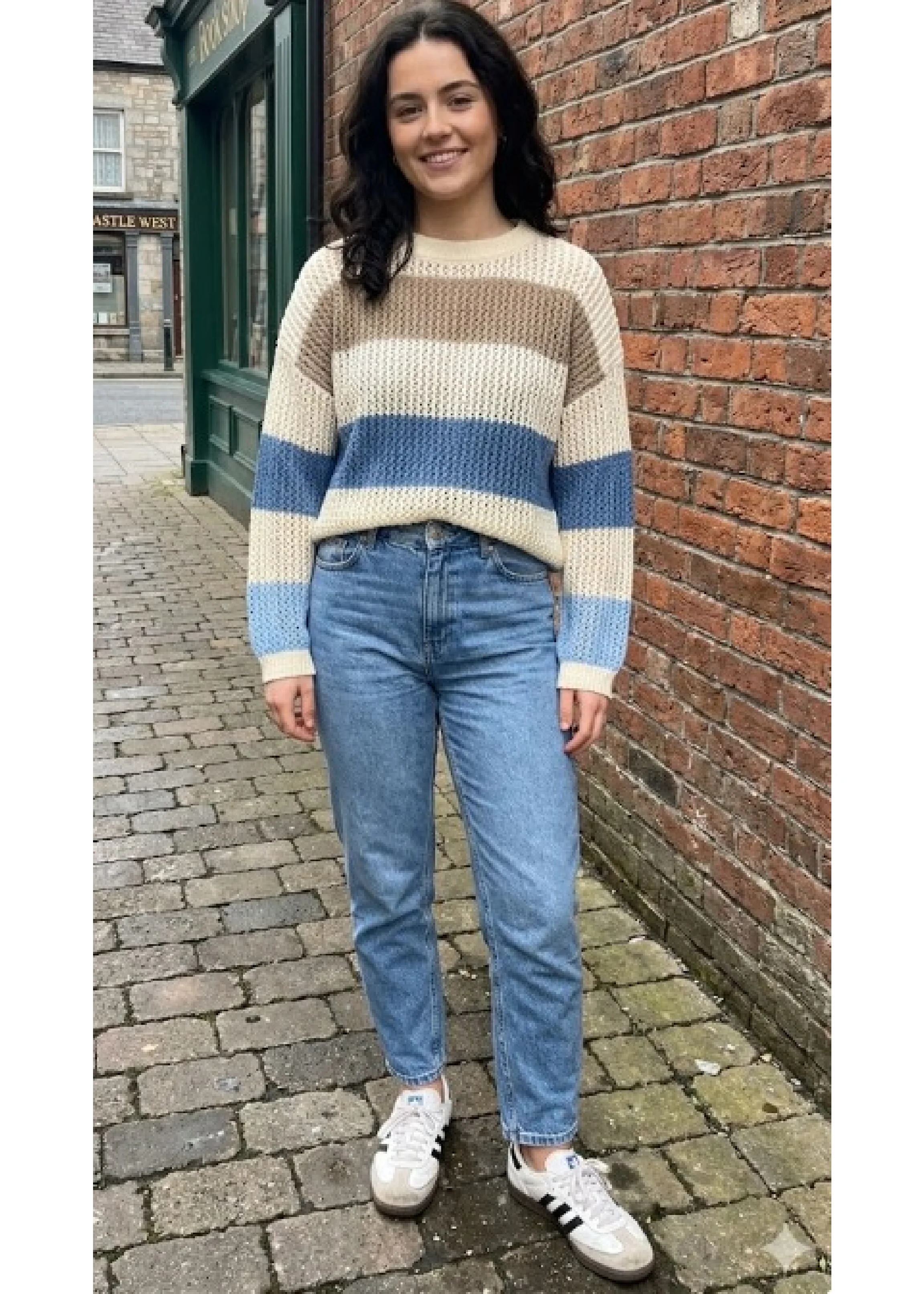 Blakely Beige Wide Stripes Jumper - Image 4