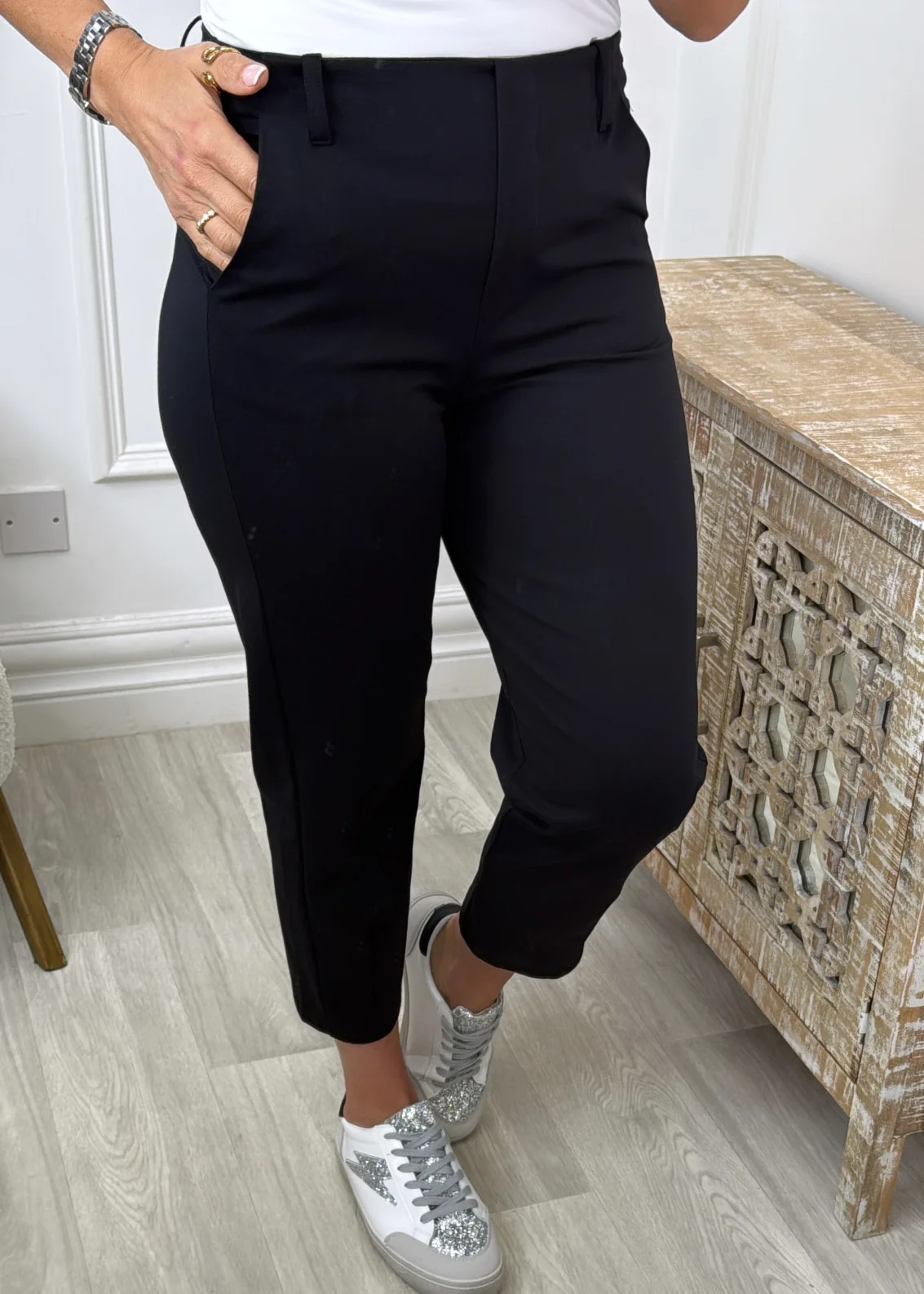 Bridie Black Tapered Leg Trousers - Image 3