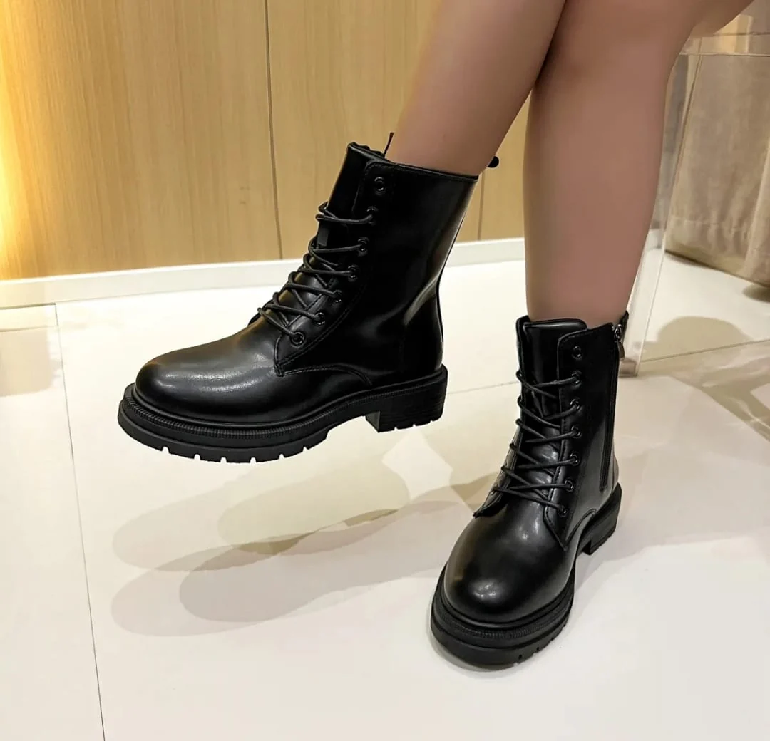 Cait Black Biker Boots - Image 3
