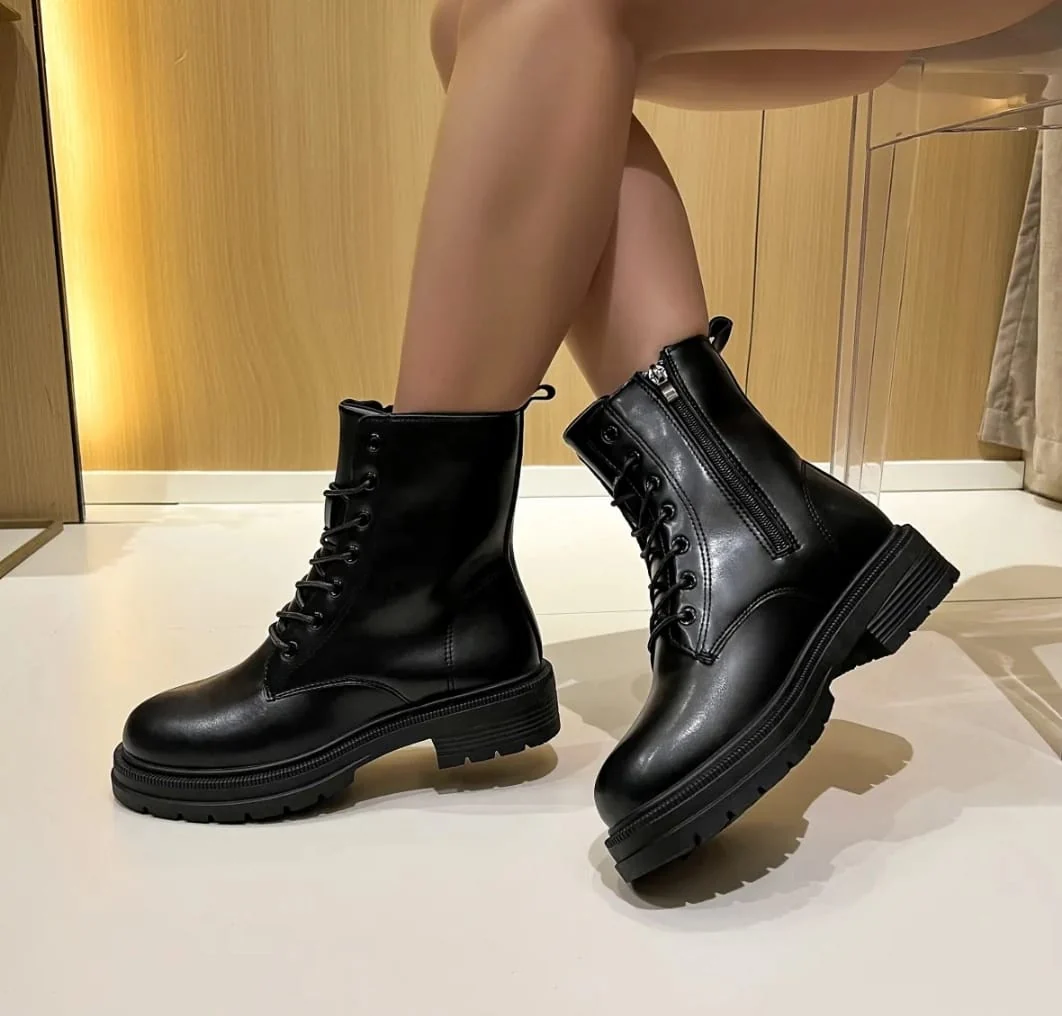 Cait Black Biker Boots - Image 4