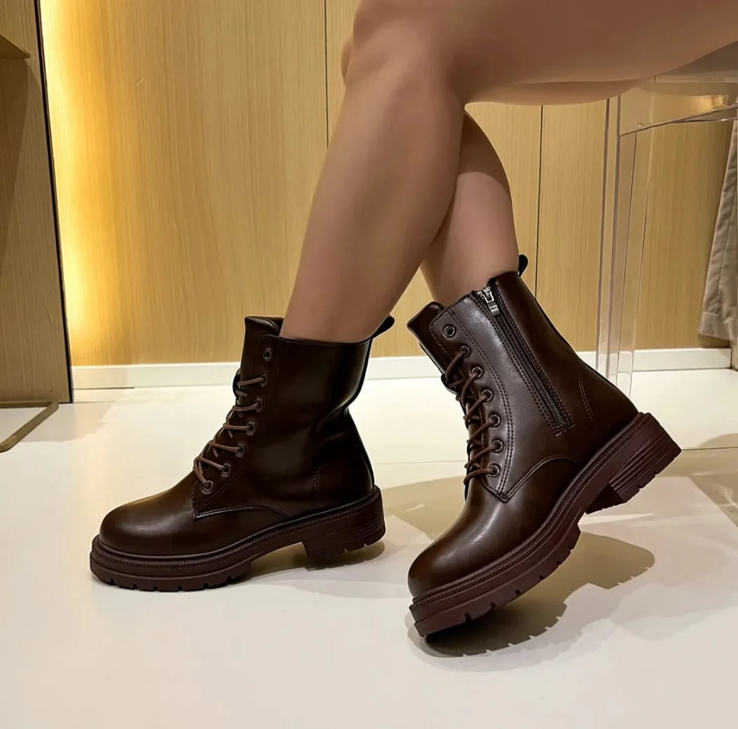 Cait Brown Biker Boots - Image 3