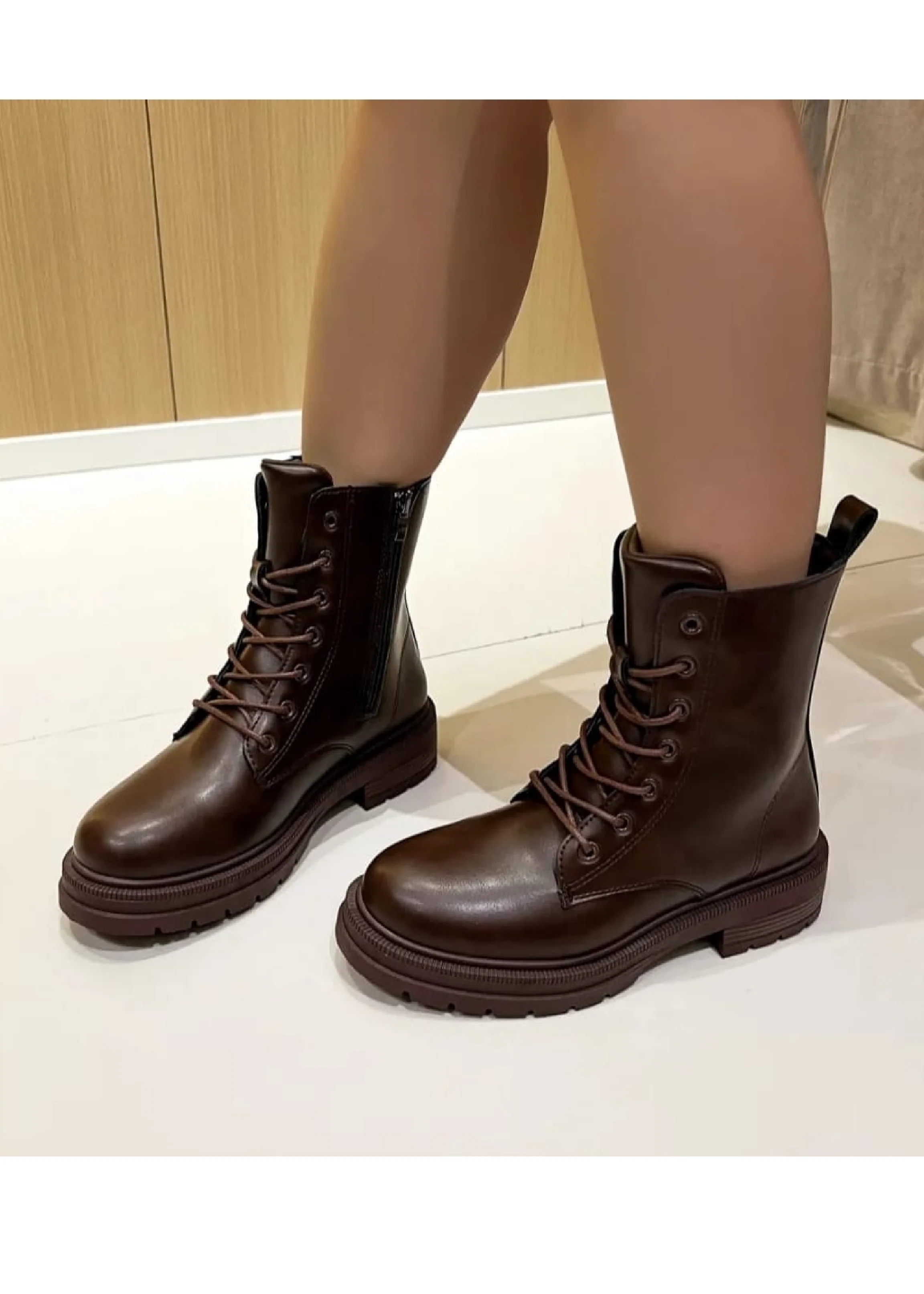 Cait Brown Biker Boots - Image 4
