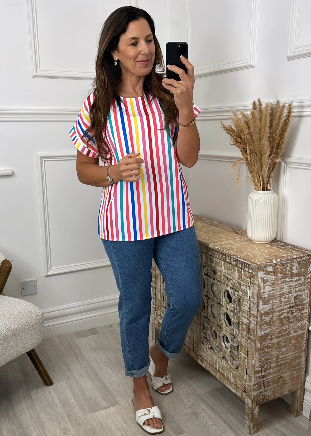 Camilla White Striped T-Shirt - Image 4
