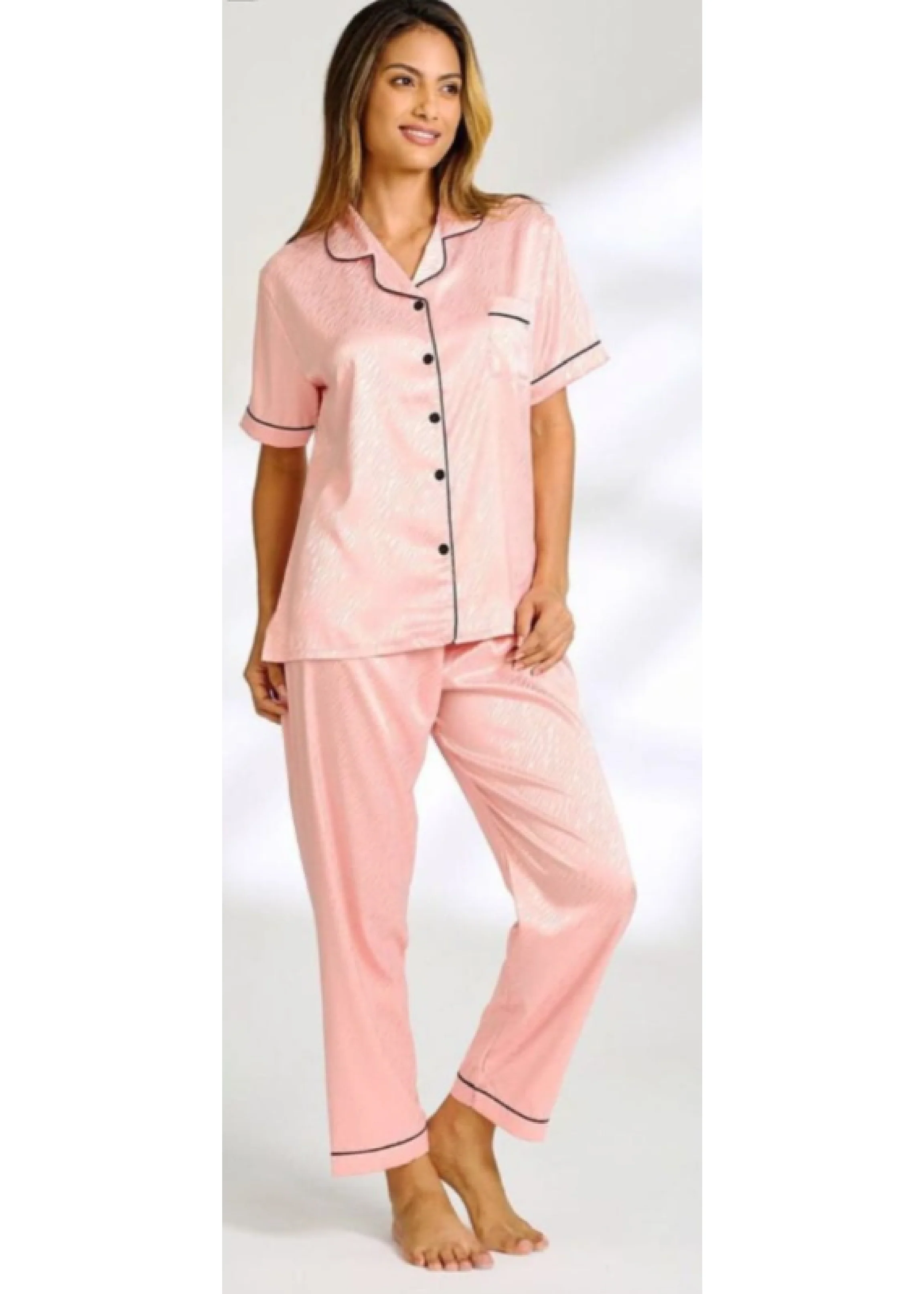 Cara Pink Satin Jacquard Pajama - Image 6