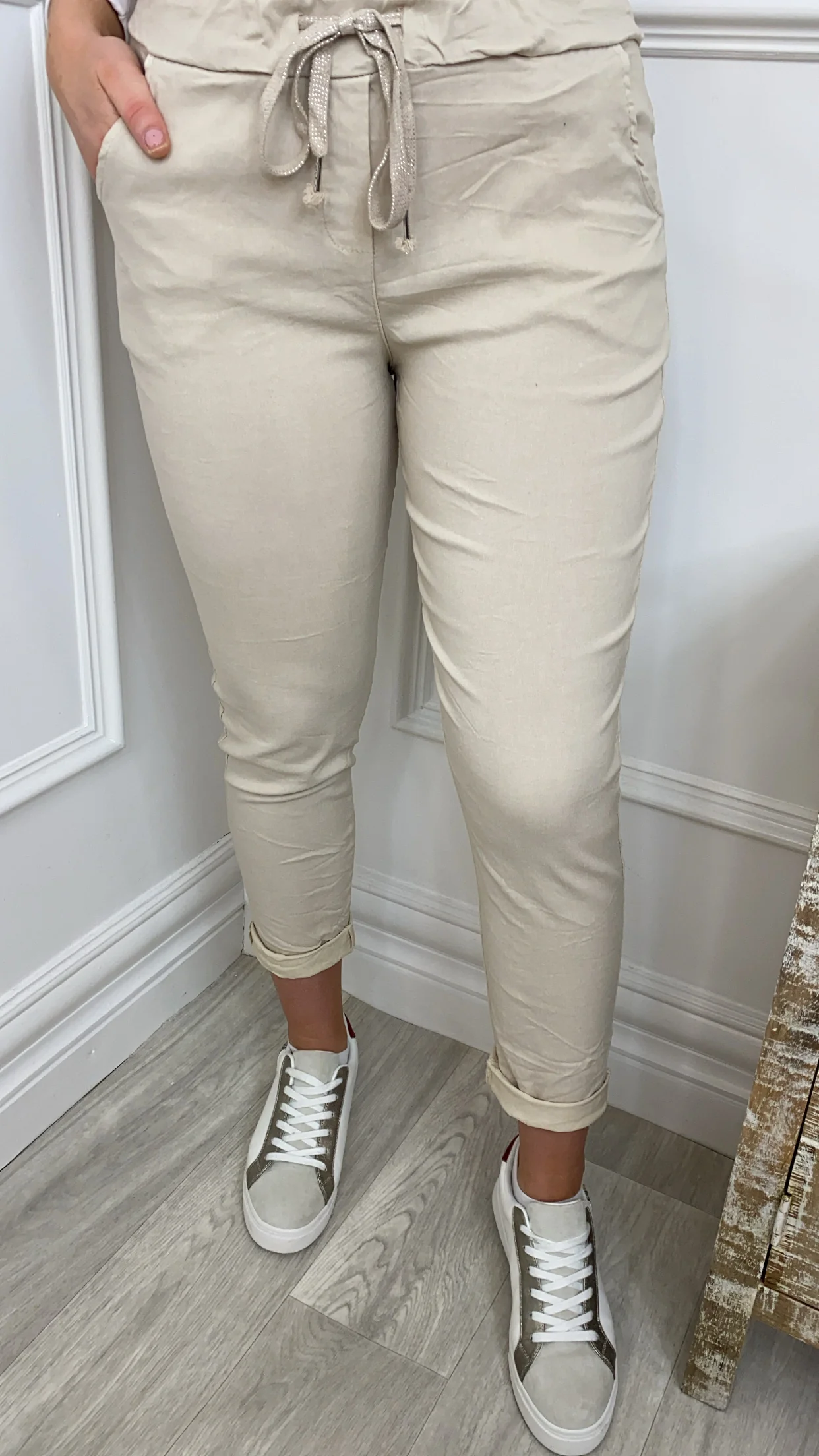 Caroline Beige Chino Joggers - Image 3