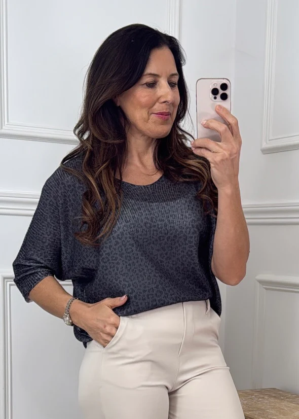 Cassie Black Leopard Print Top