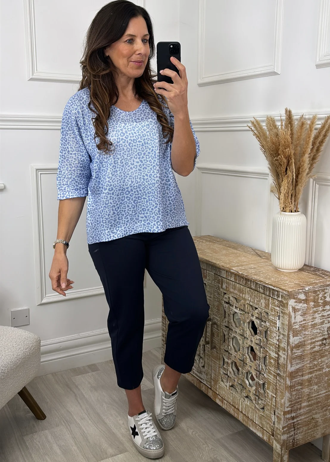 Cassie Blue Leopard Print Top - Image 3
