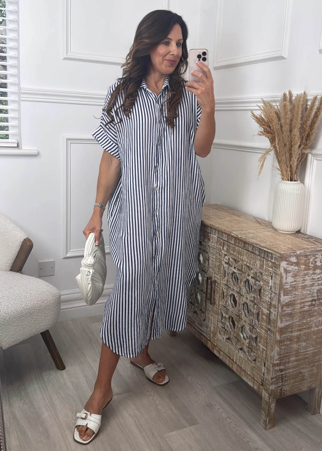 Celia Blue Kaftan Shirt Dress
