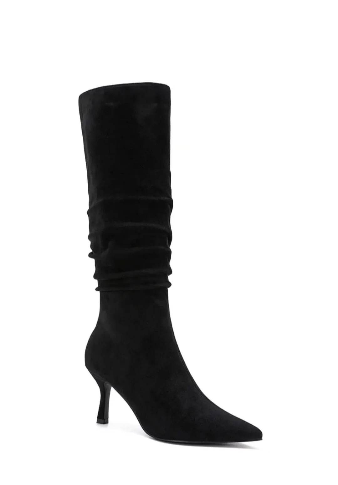 Chantel Black Slouchy Suede Boots - Image 3