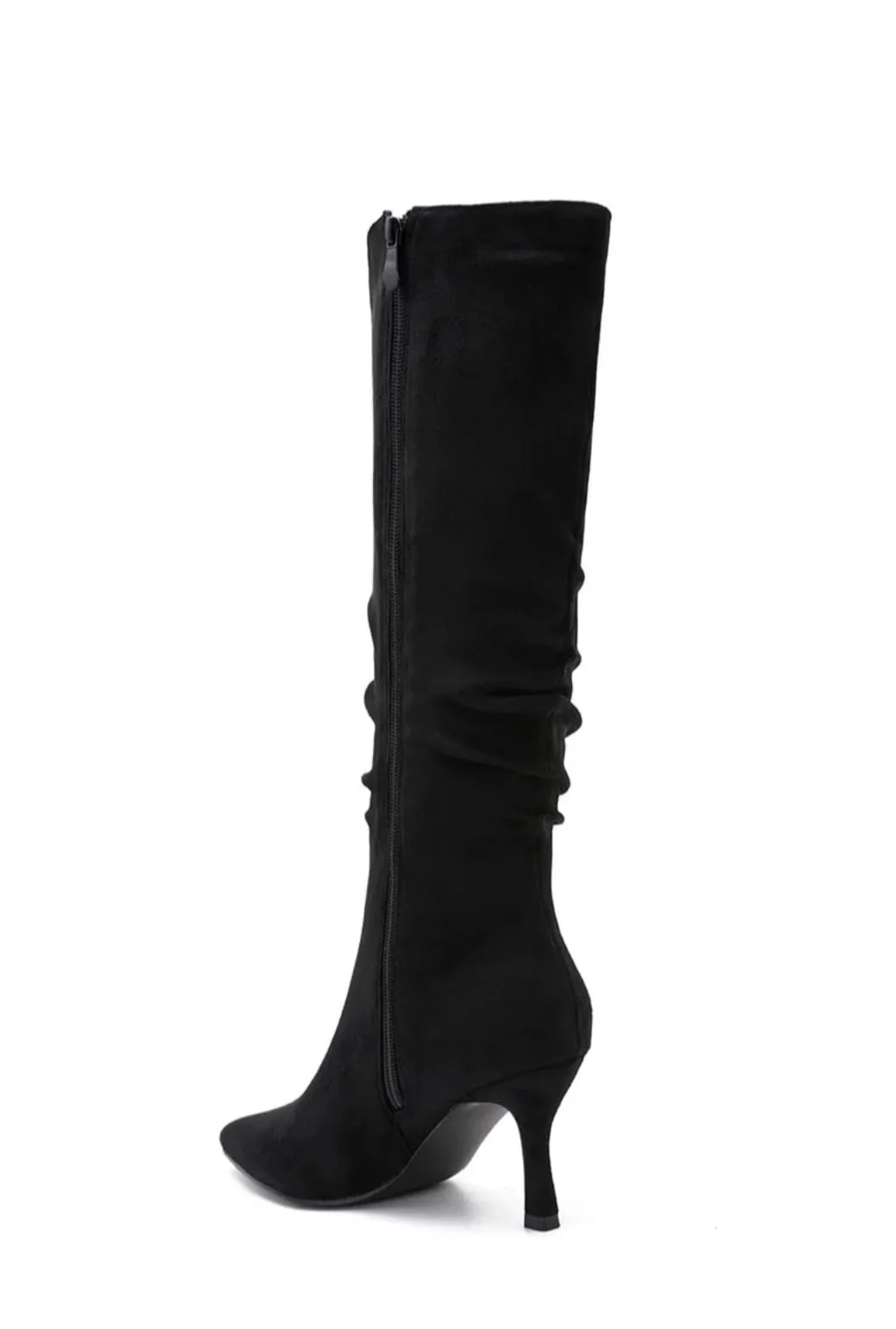 Chantel Black Slouchy Suede Boots - Image 4