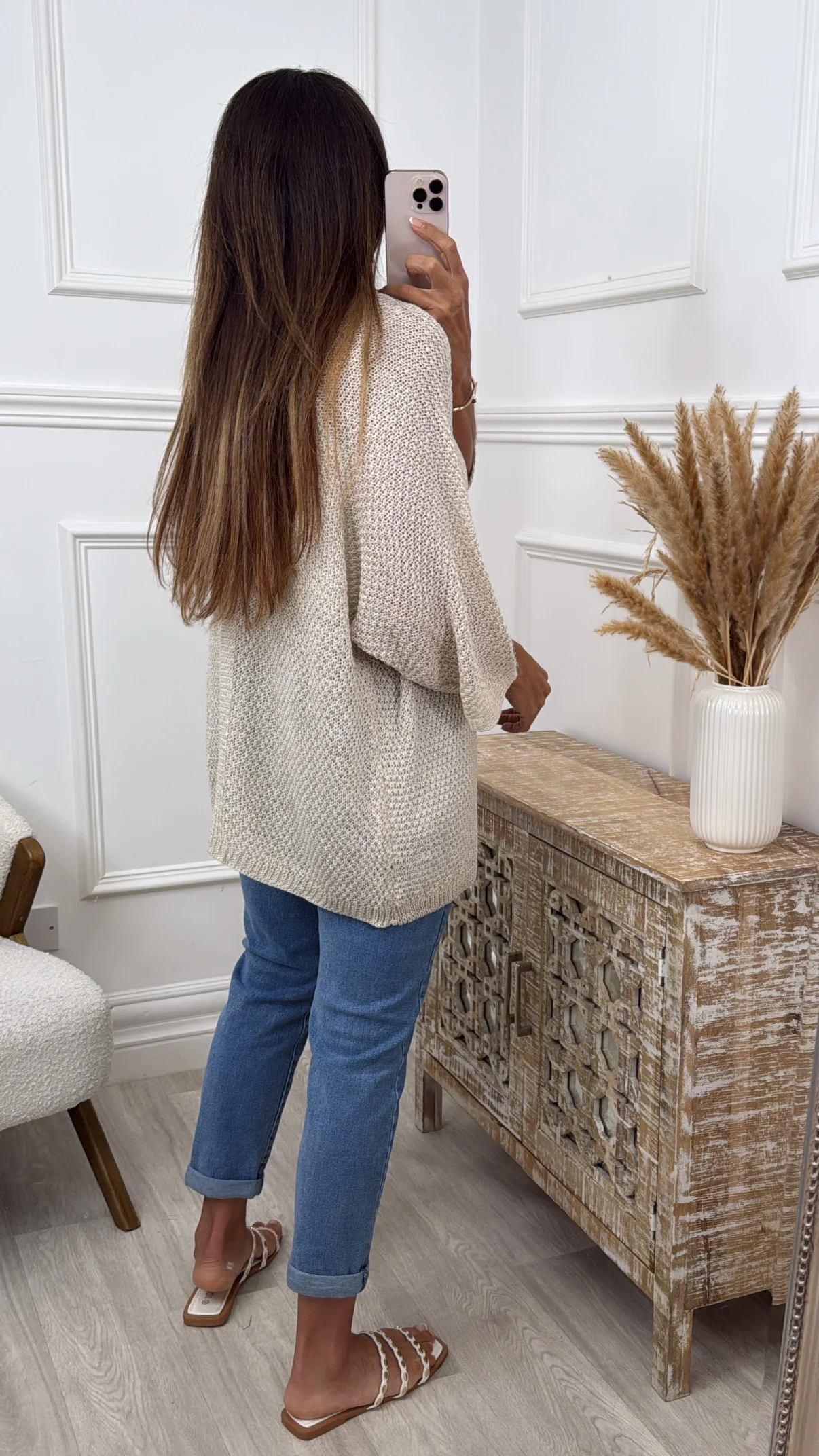 Clara Beige Knit Cardigan - Image 3