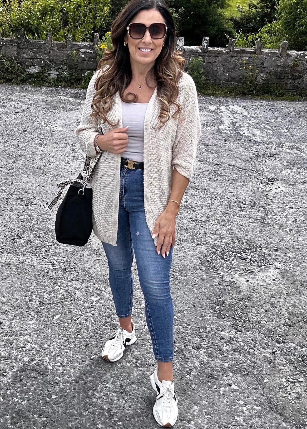 Clara Beige Knit Cardigan - Image 4