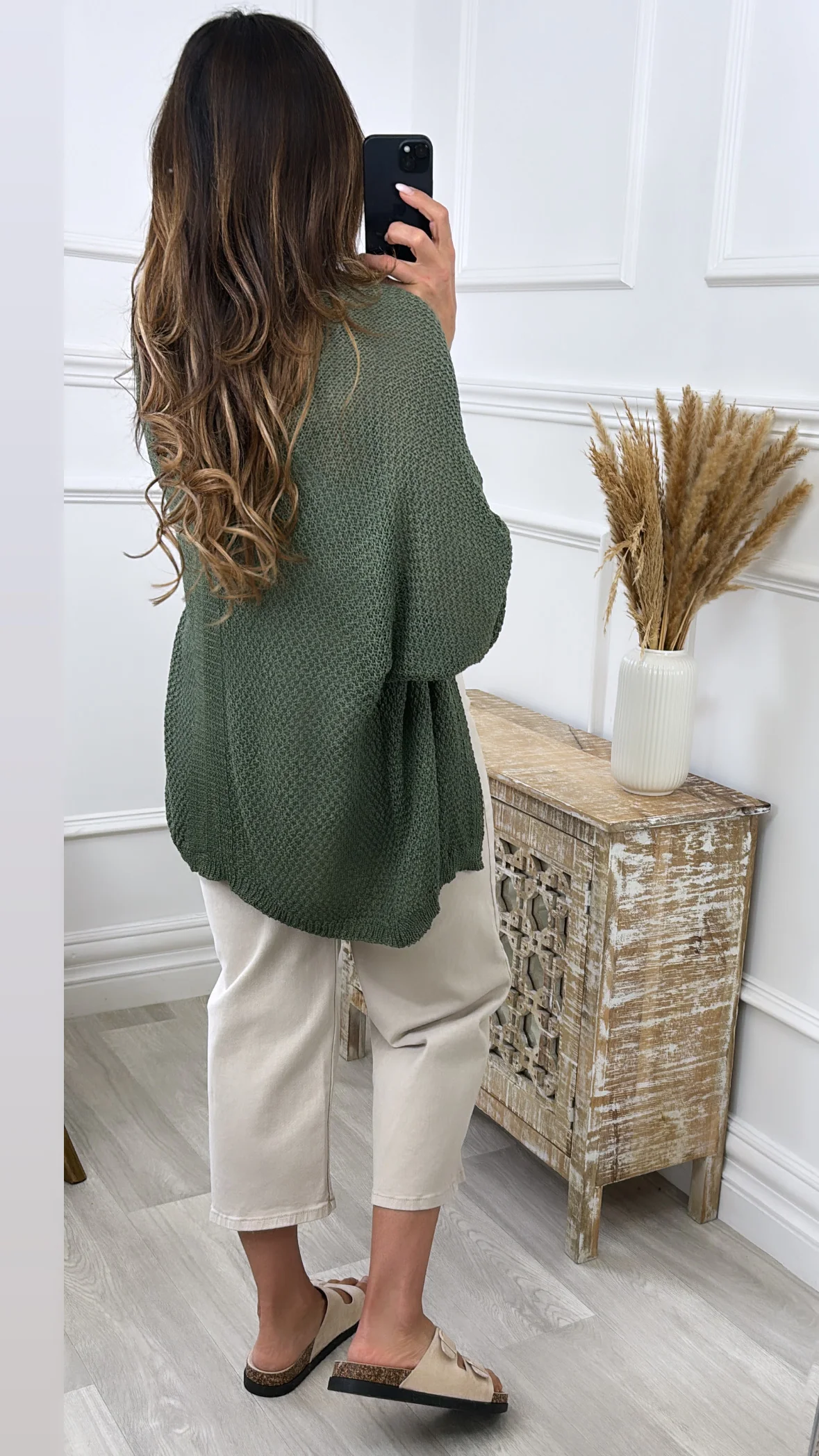 Clara Khaki Knit Cardigan - Image 6