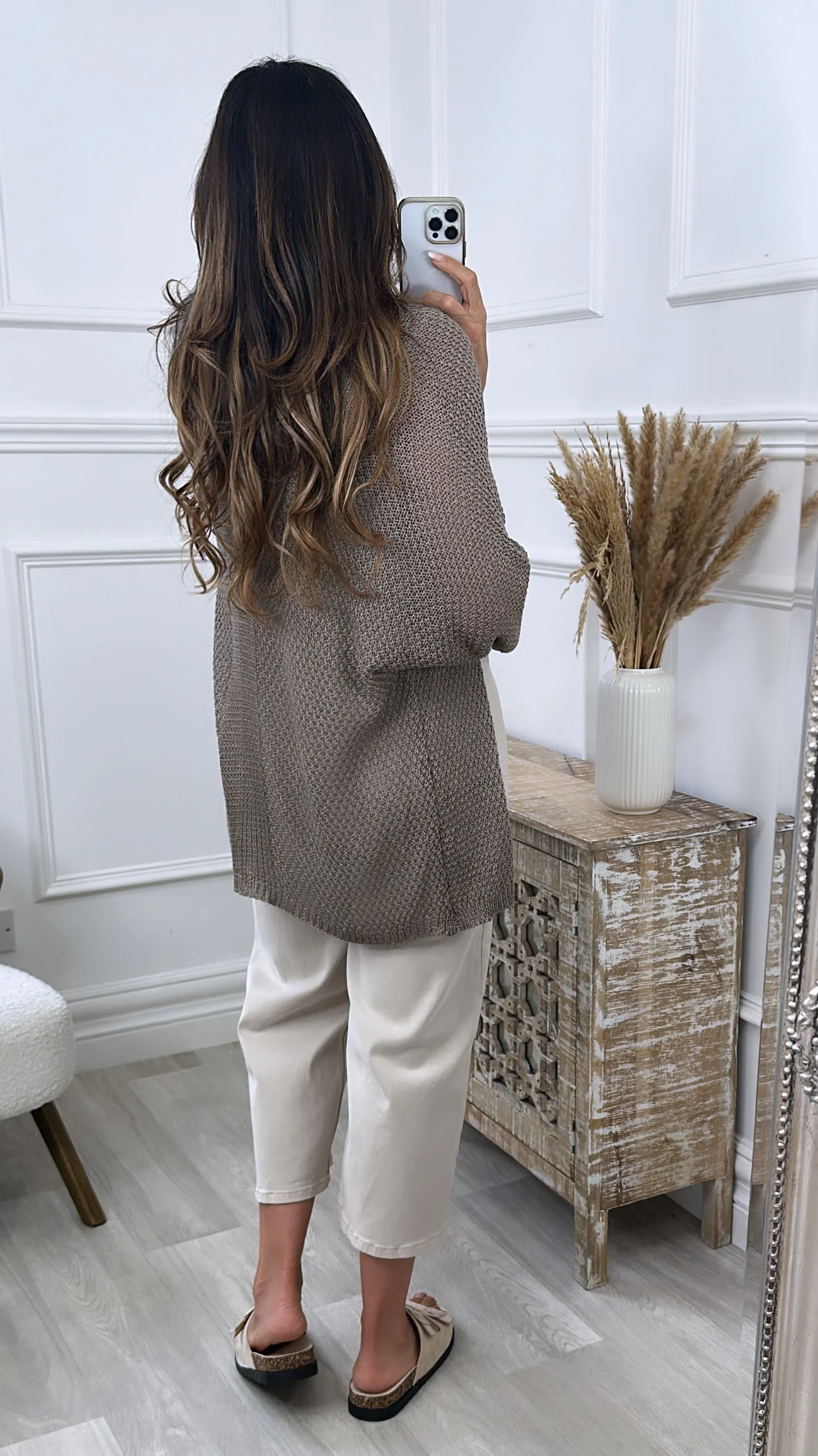 Clara Light Brown Knit Cardigan - Image 4