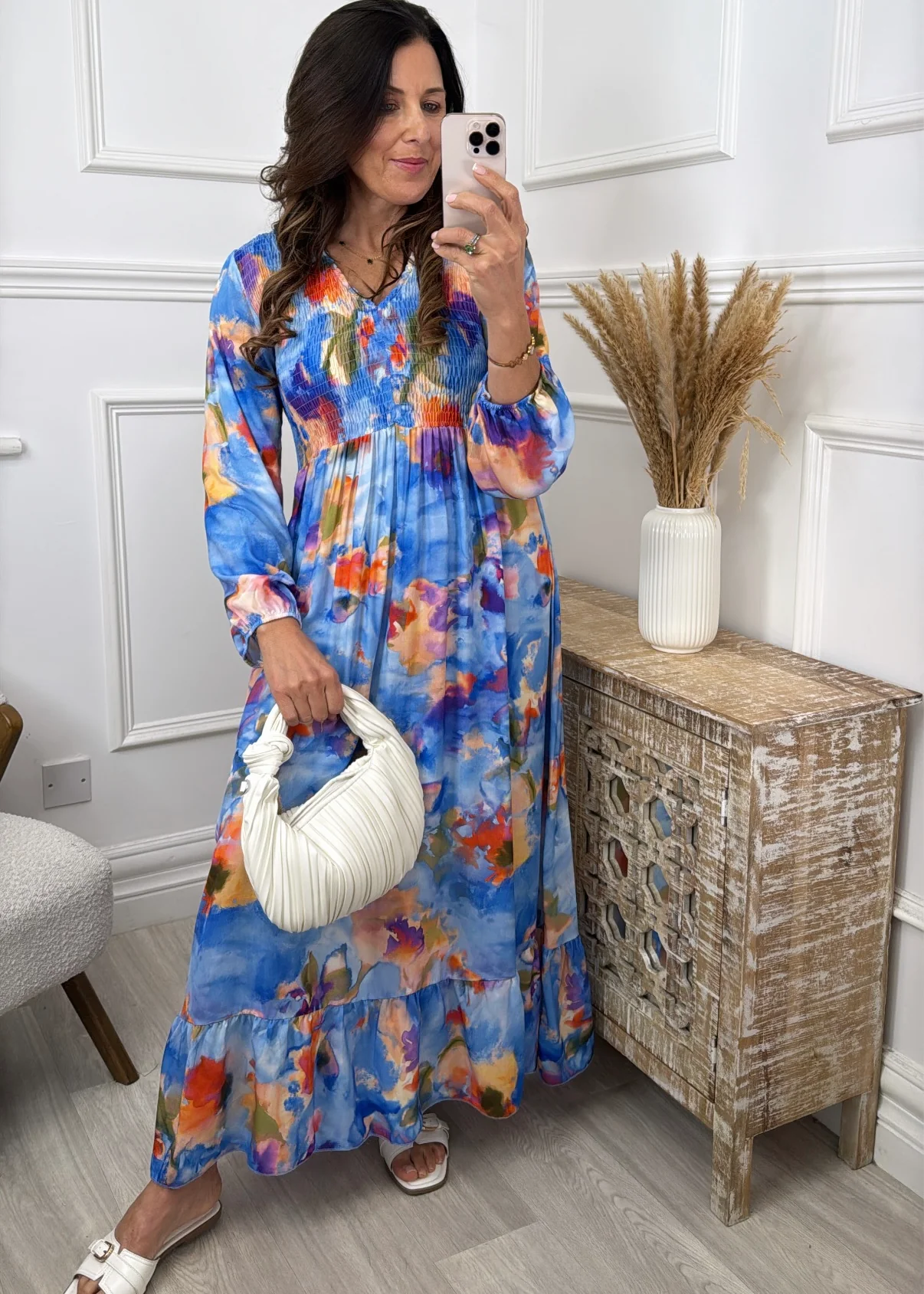 Claudine Blue Floral Midi Dress - Image 3