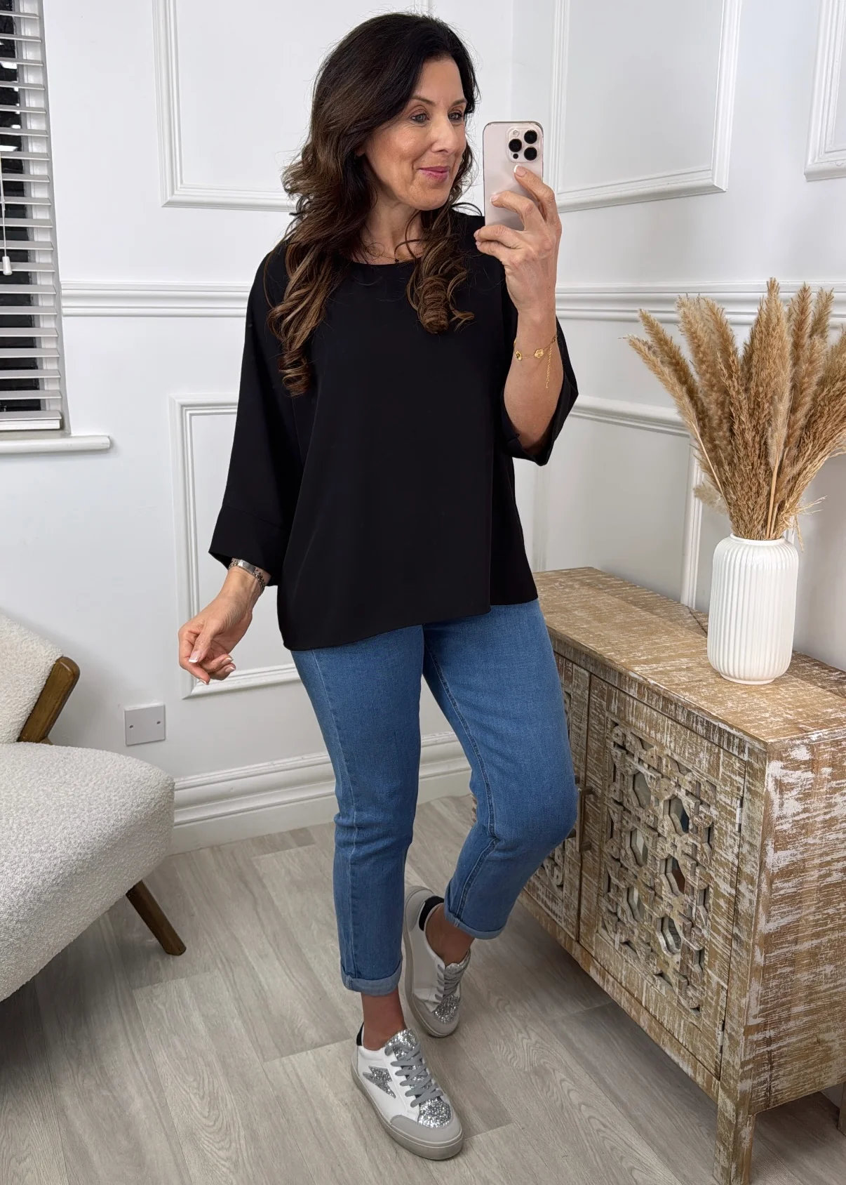 Cliona Black Flowing Blouse