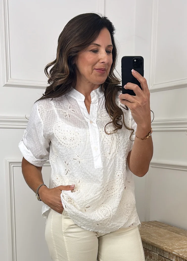 Dafna White Embroidered Blouse