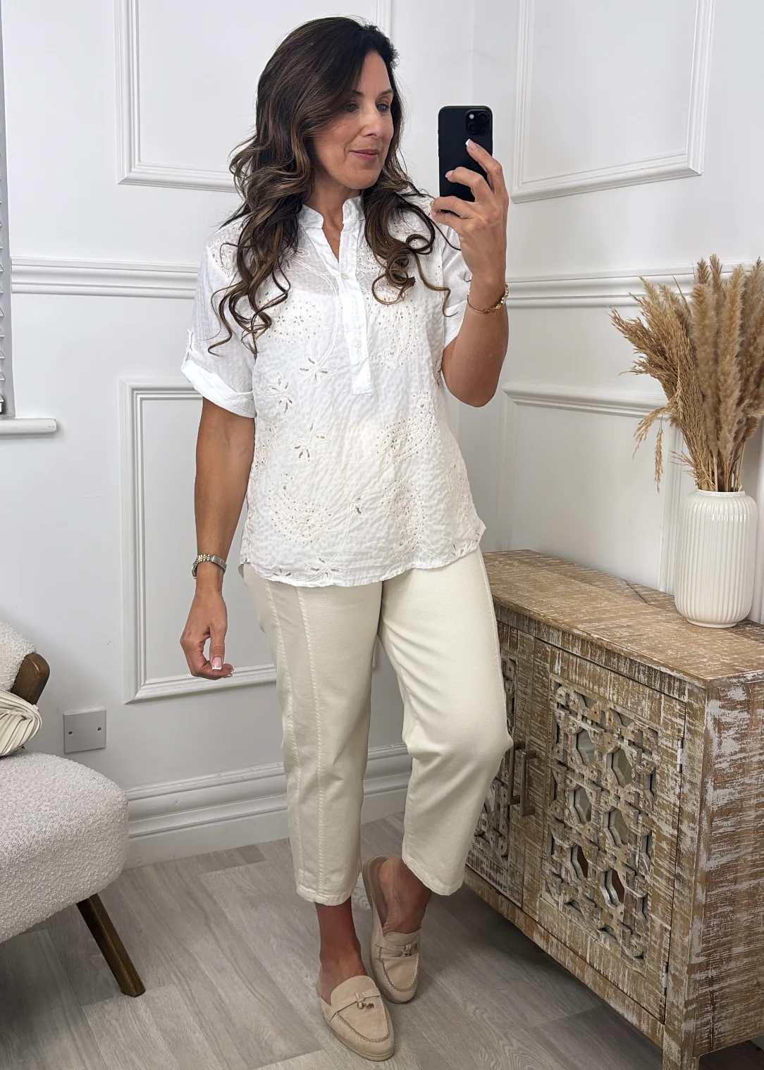 Dafna White Embroidered Blouse - Image 2