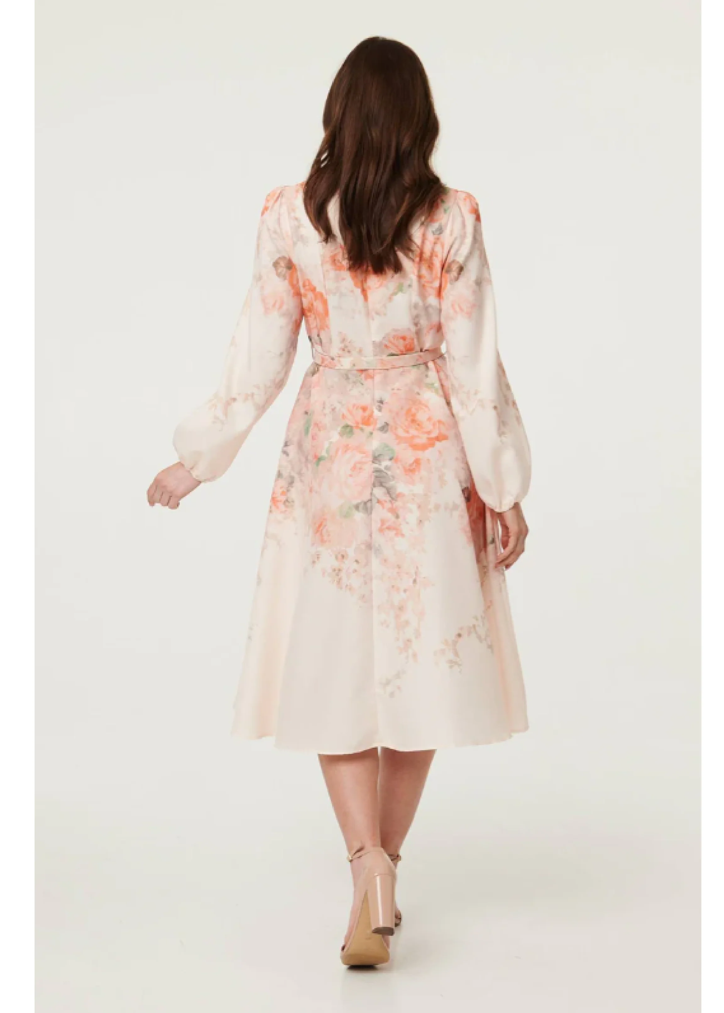 Dalida Pink Floral Midi Dress - Image 6
