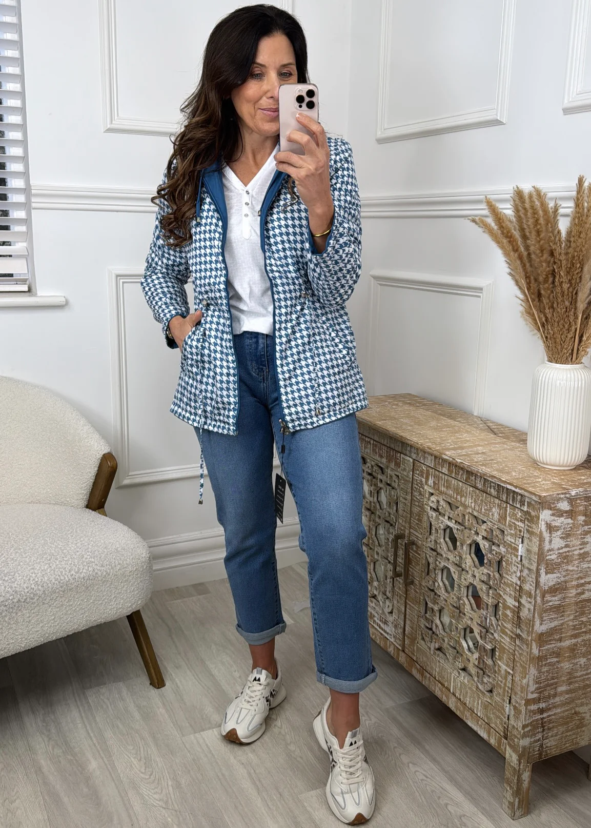 Danielle Blue Long Rain Jacket - Image 3