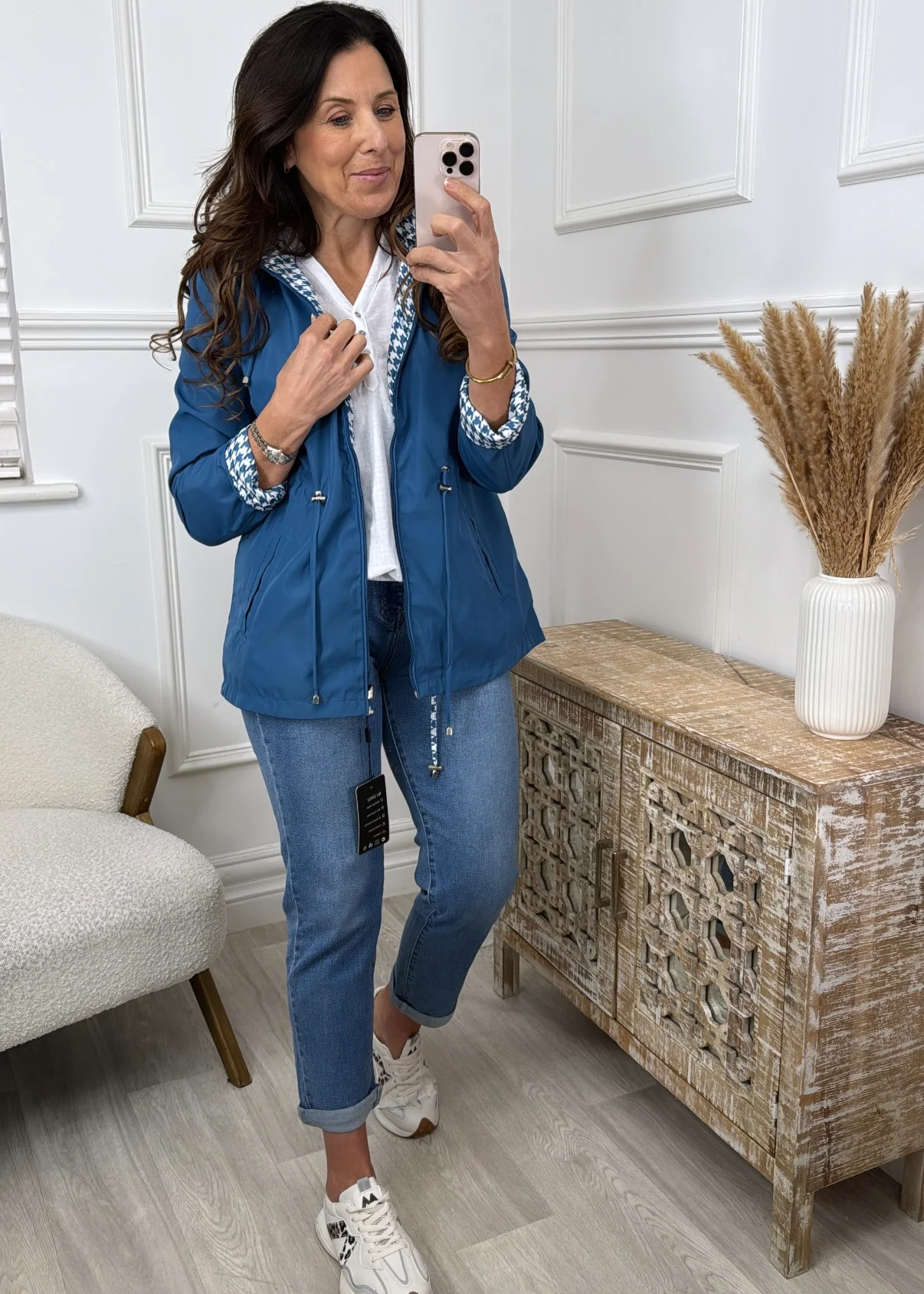 Danielle Blue Long Rain Jacket - Image 5