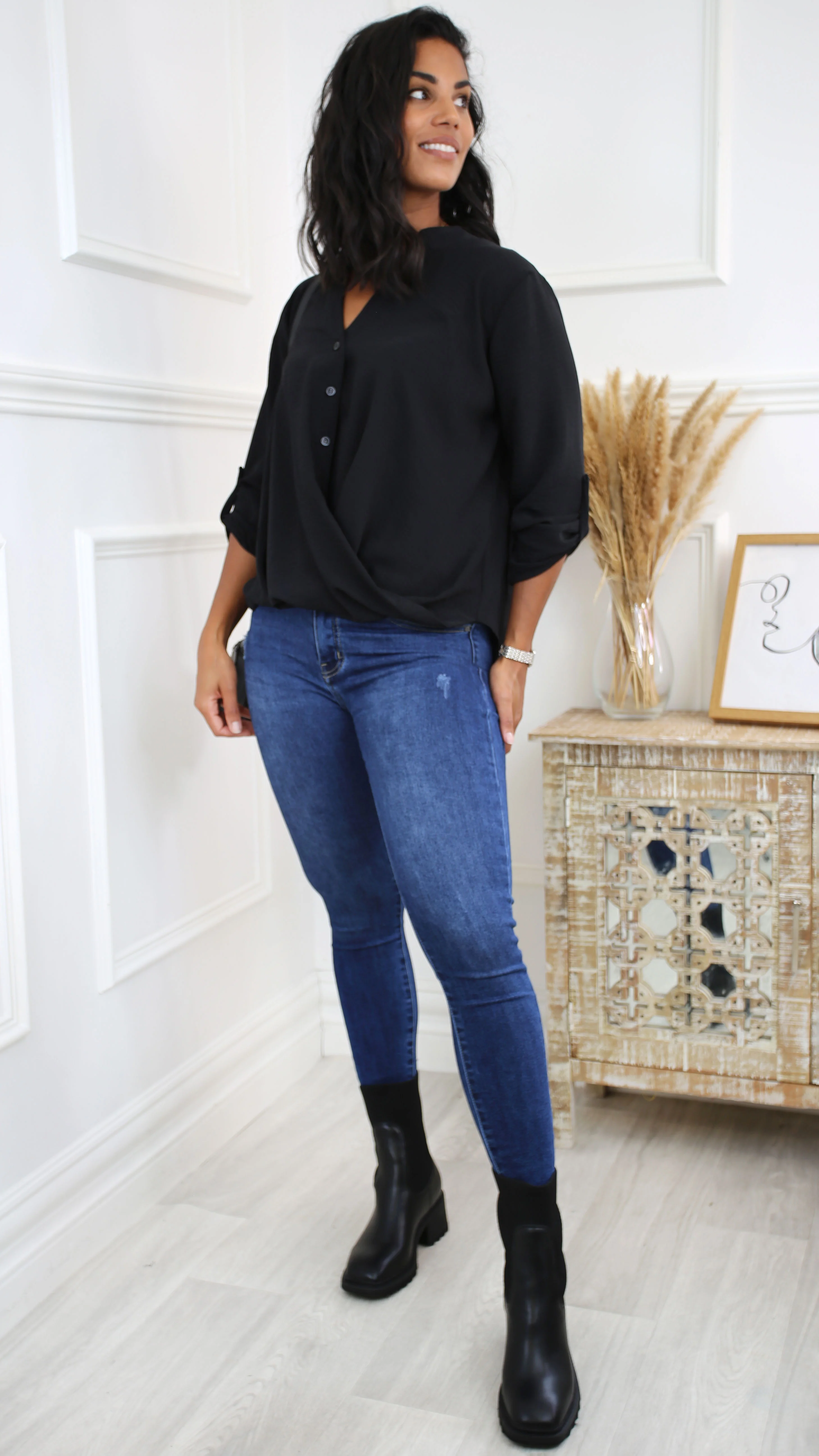 Darcy Black Wrap Blouse - Image 3