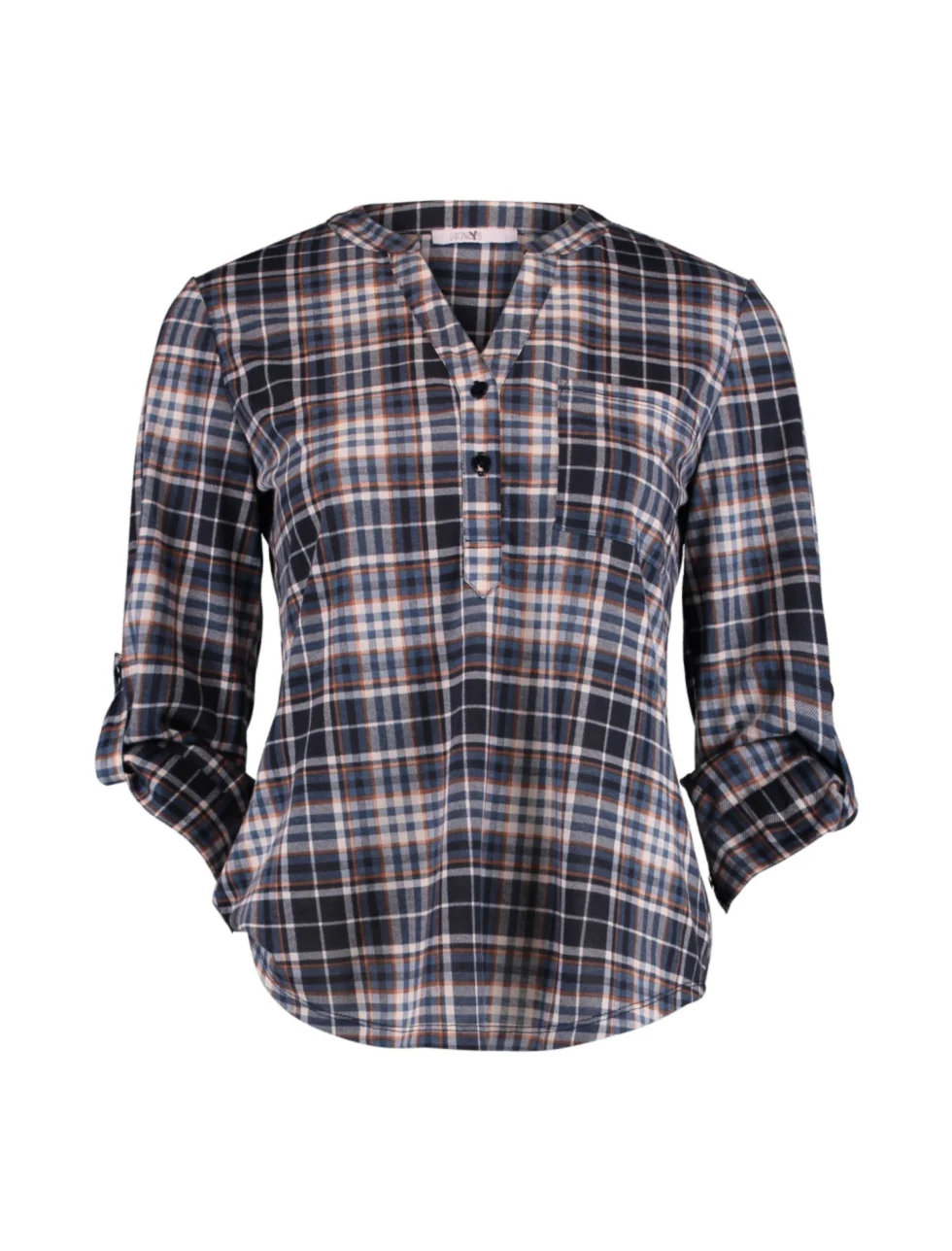 Dinara Navy Check Popover Shirt - Image 6