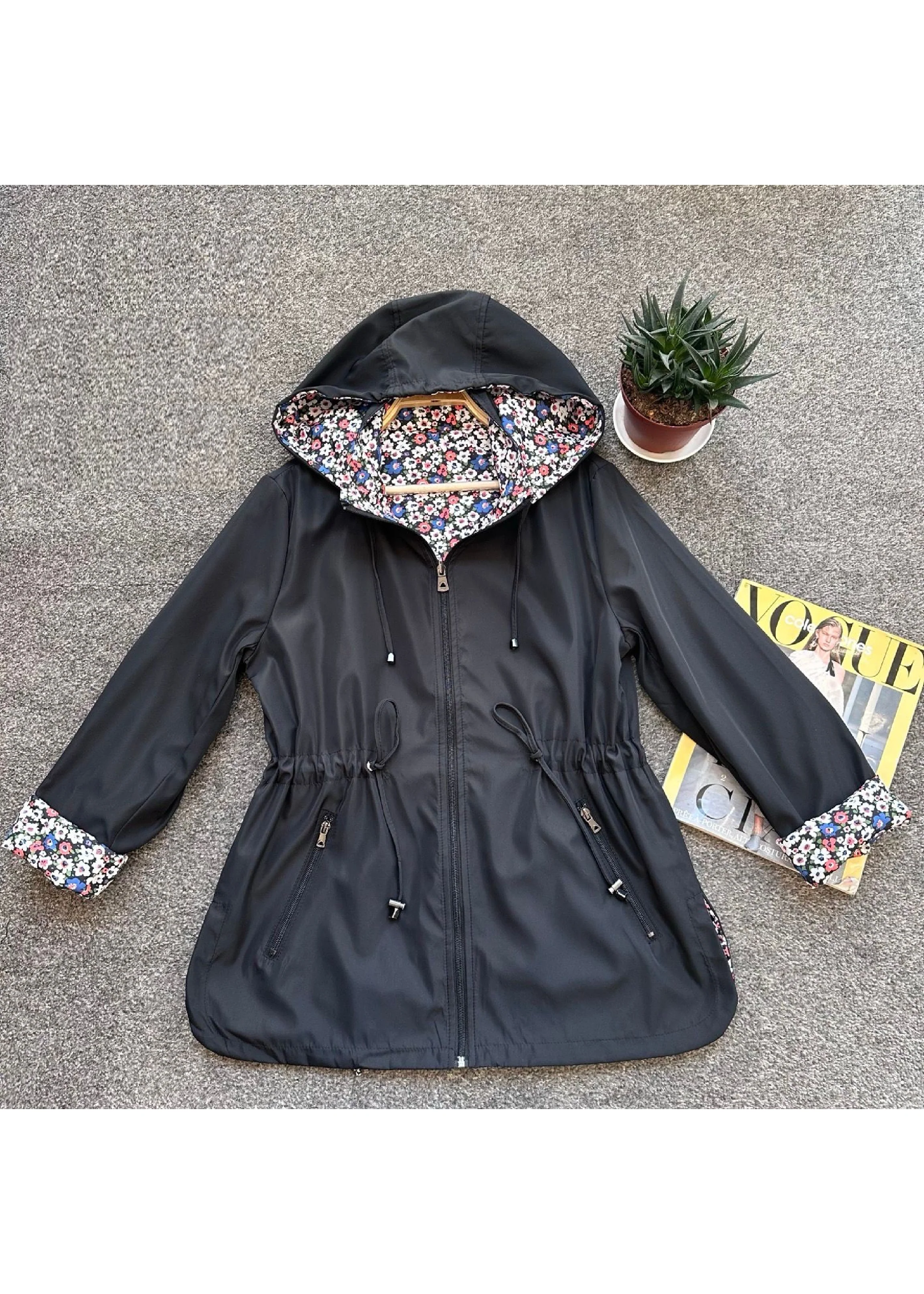 Dolores Black Reversible Rain Jacket - Image 7