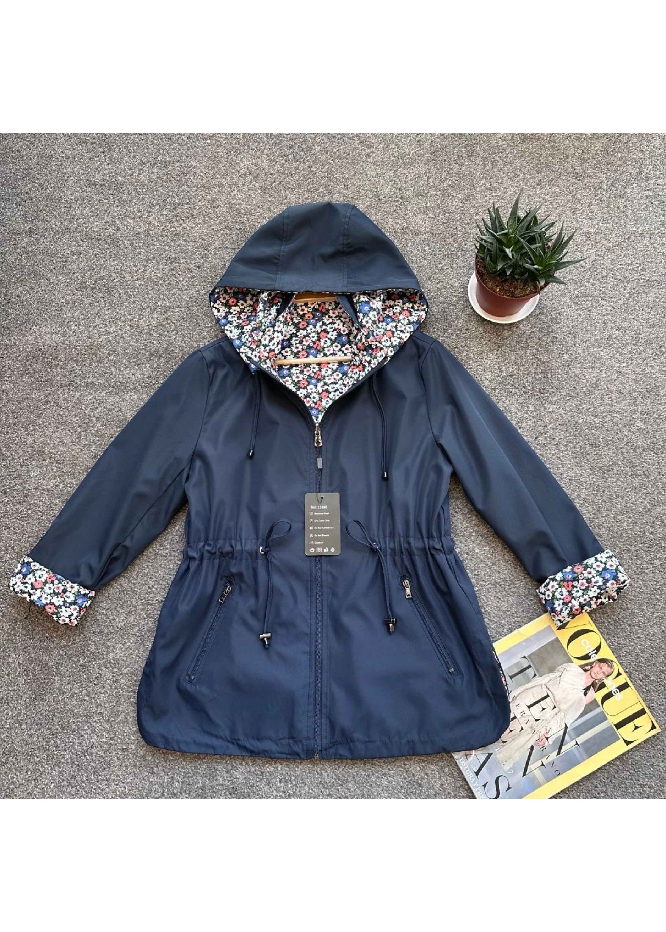 Dolores Navy Reversible Rain Jacket - Image 6